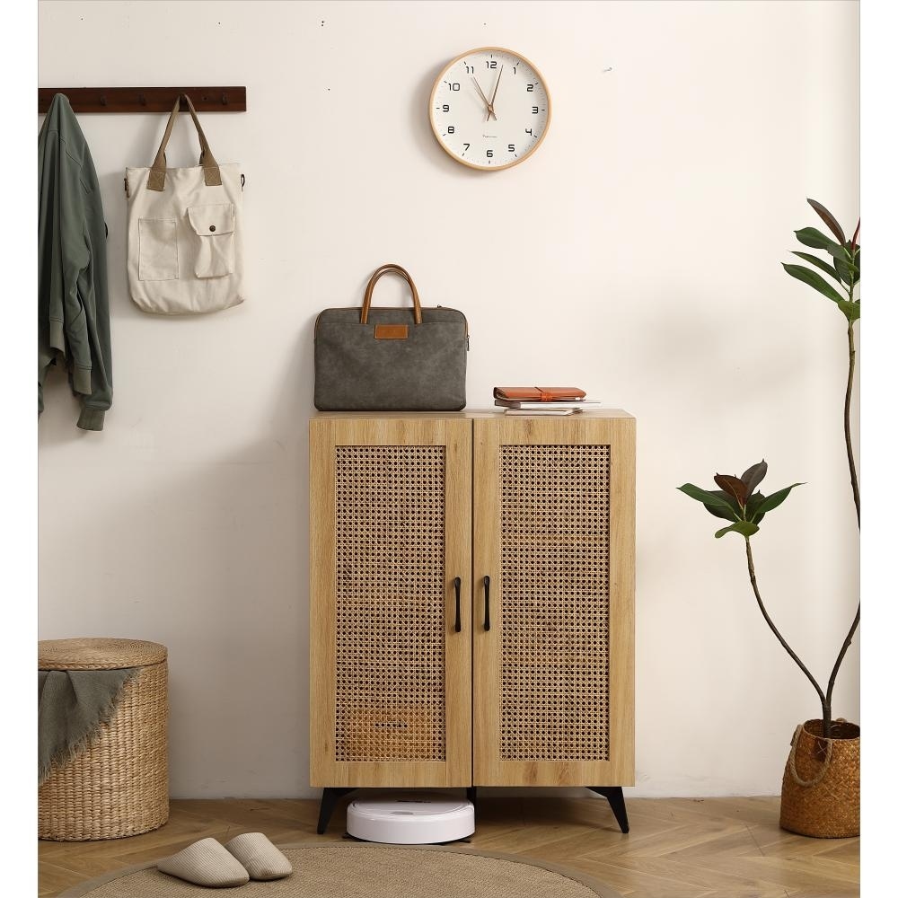29.53 inch Double-Door Rattan Storage Shoes Cabinet - - 37909065 - Mycitystee