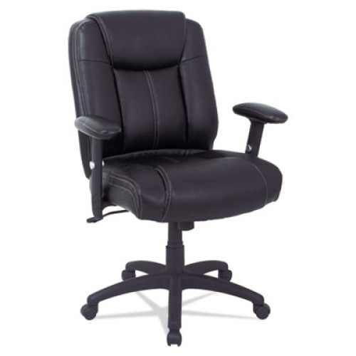 Alera CC Series Executive Mid-Back Leather Chair with Adjustable Arms， Supports up to 275 lbs.， Black Seat/Back， Black Base (CC4219) - Mycitystee