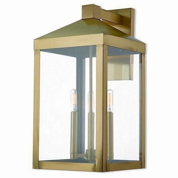 Livex Lighting Outdoor Wall Lantern 3 light Antique Brass Shopping - The Best Deals on Outdoor Wall Lanterns | 22457407 - Mycitystee