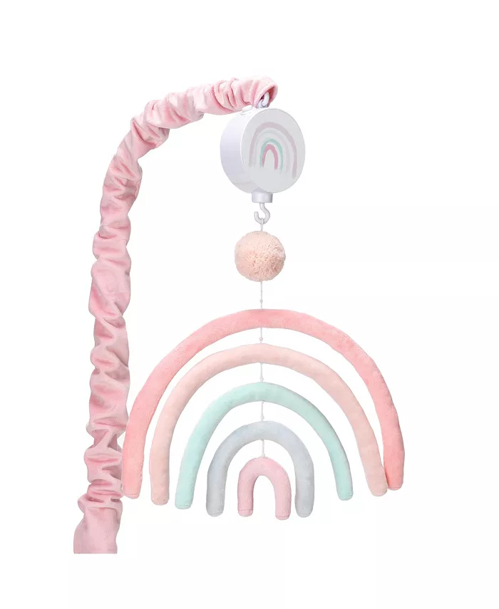 Lambs Ivy Watercolor Pastel Rainbow Pom Pom Musical Baby Nursery Crib Mobile - Mycitystee