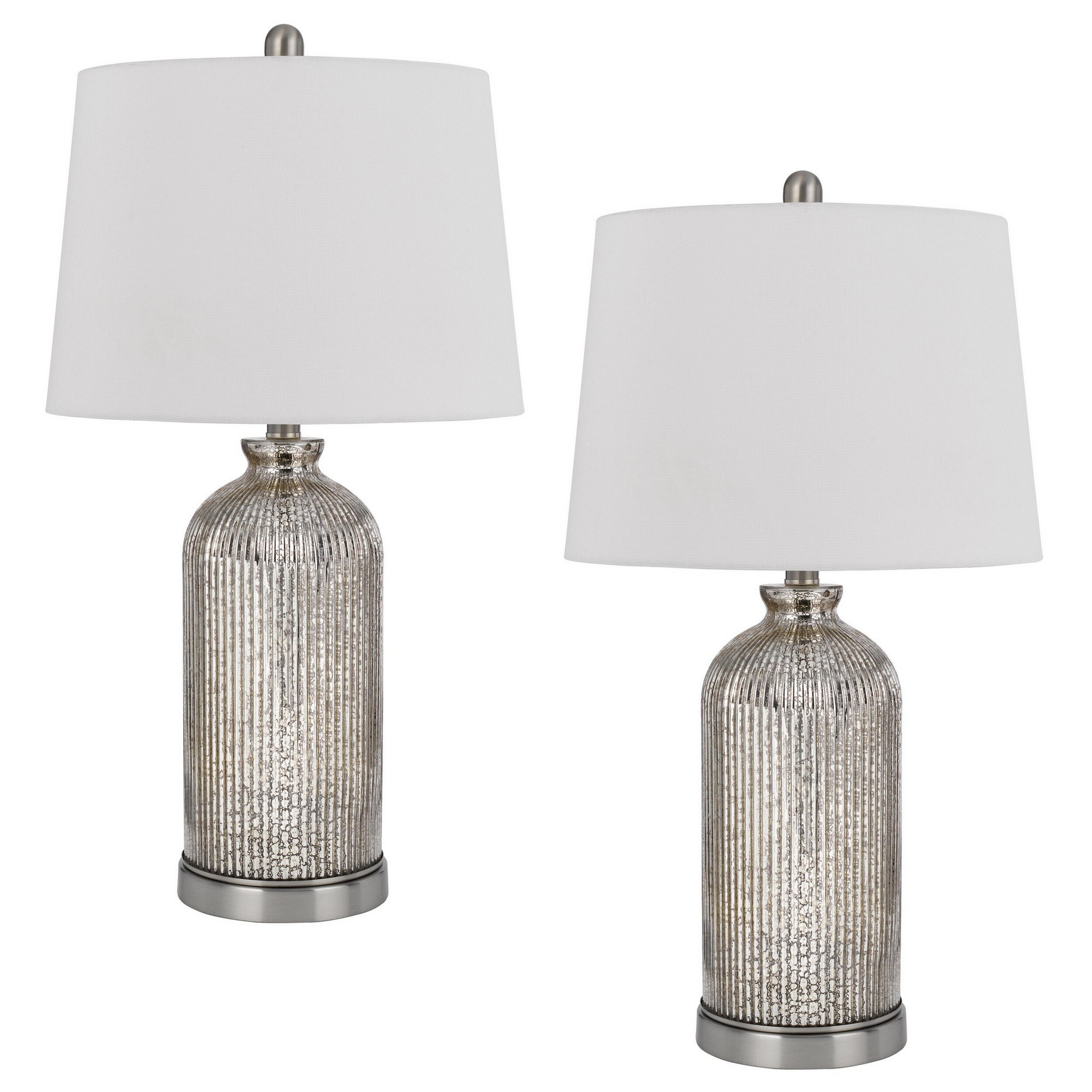 29 Inch Accent Table Lamp Set of 2， Elegant Tapered Glass Base， Slate Gray - Mycitystee
