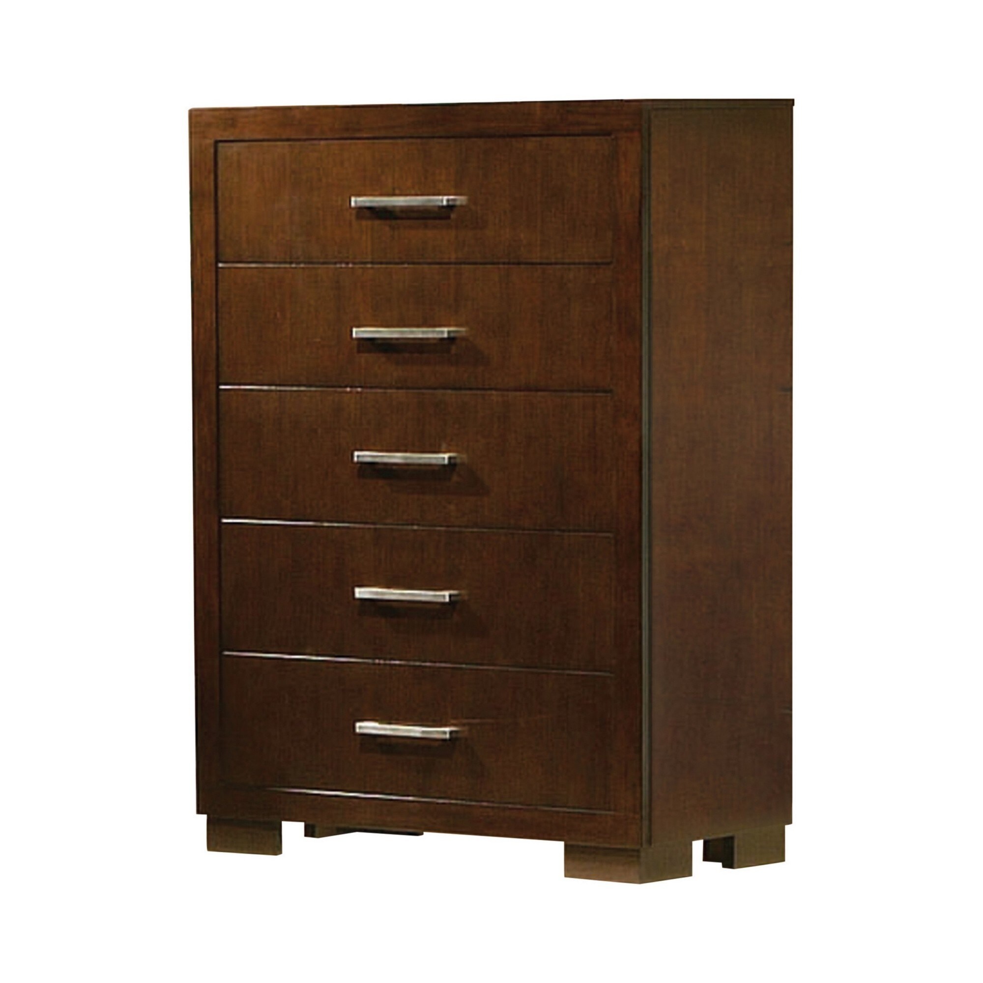 Bela 49 Inch 5 Drawer Tall Dresser Chest， Felt Lined， Silver Handles， Brown - - 37962422 - Mycitystee