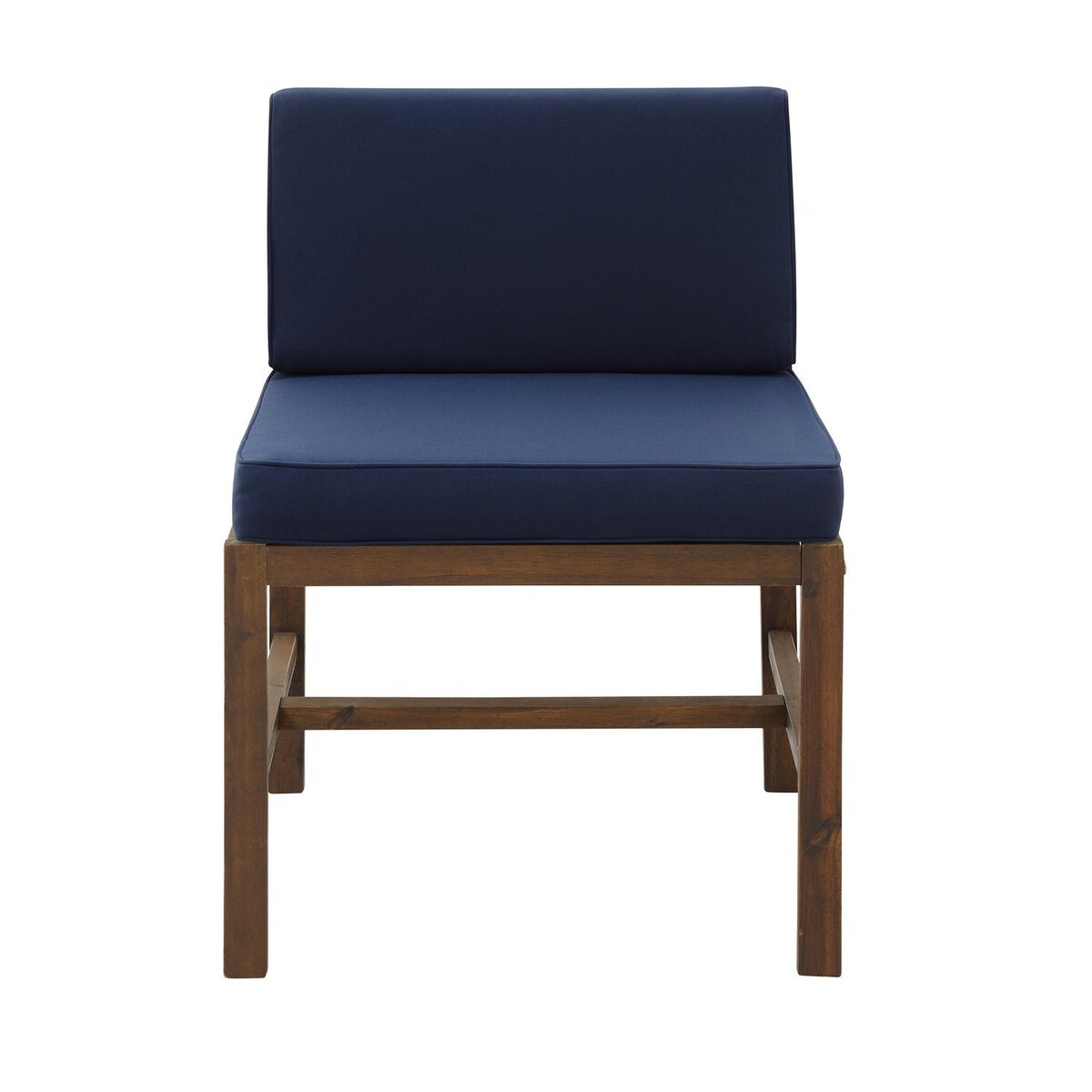 Ultimate Patio Bellelot Acacia Patio Armless Sectional Club Chair W/ Blue Cushions - Mycitystee