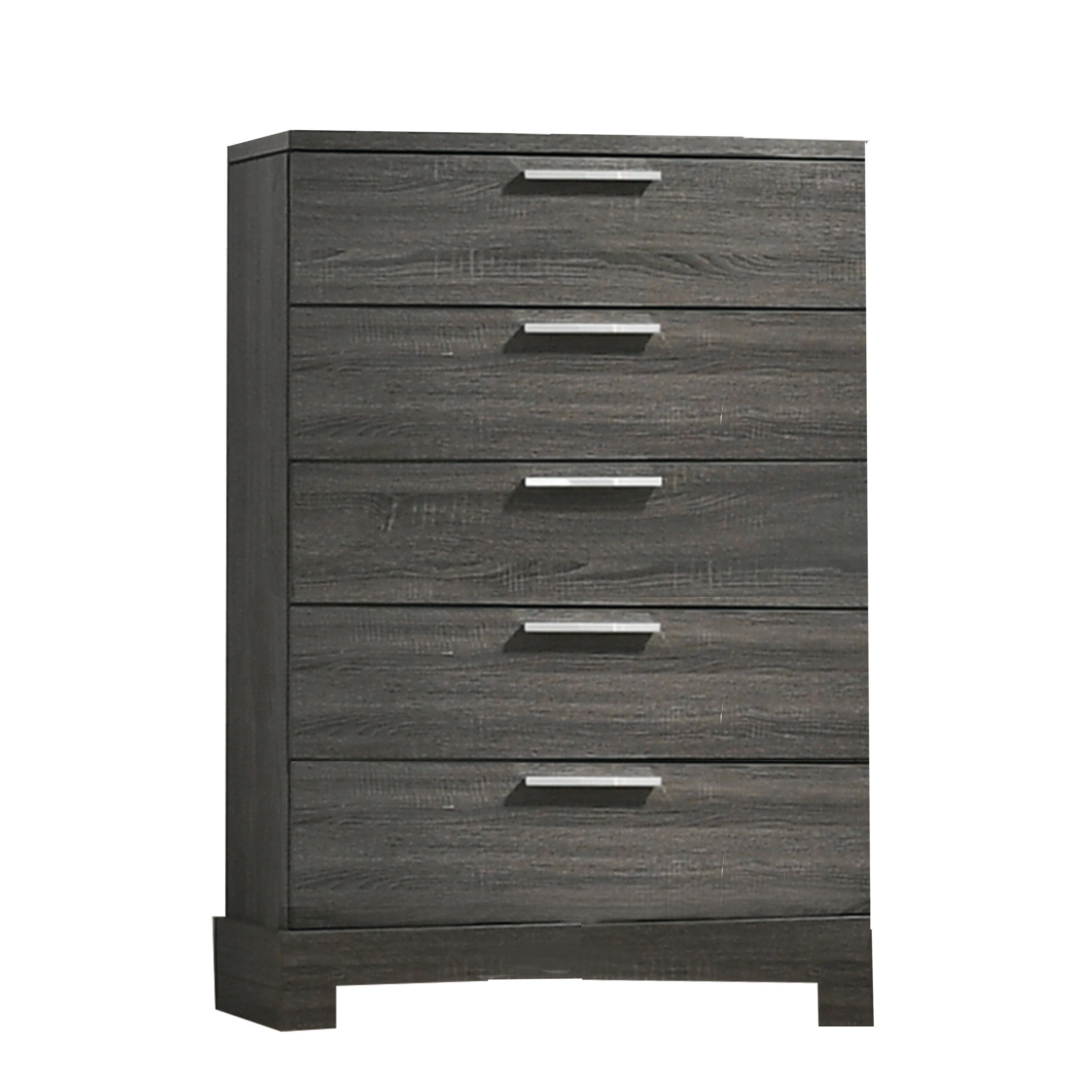 Wooden Chest with Bracket Legs and 5 Spacious Drawers， Oak Gray - - 30388034 - Mycitystee