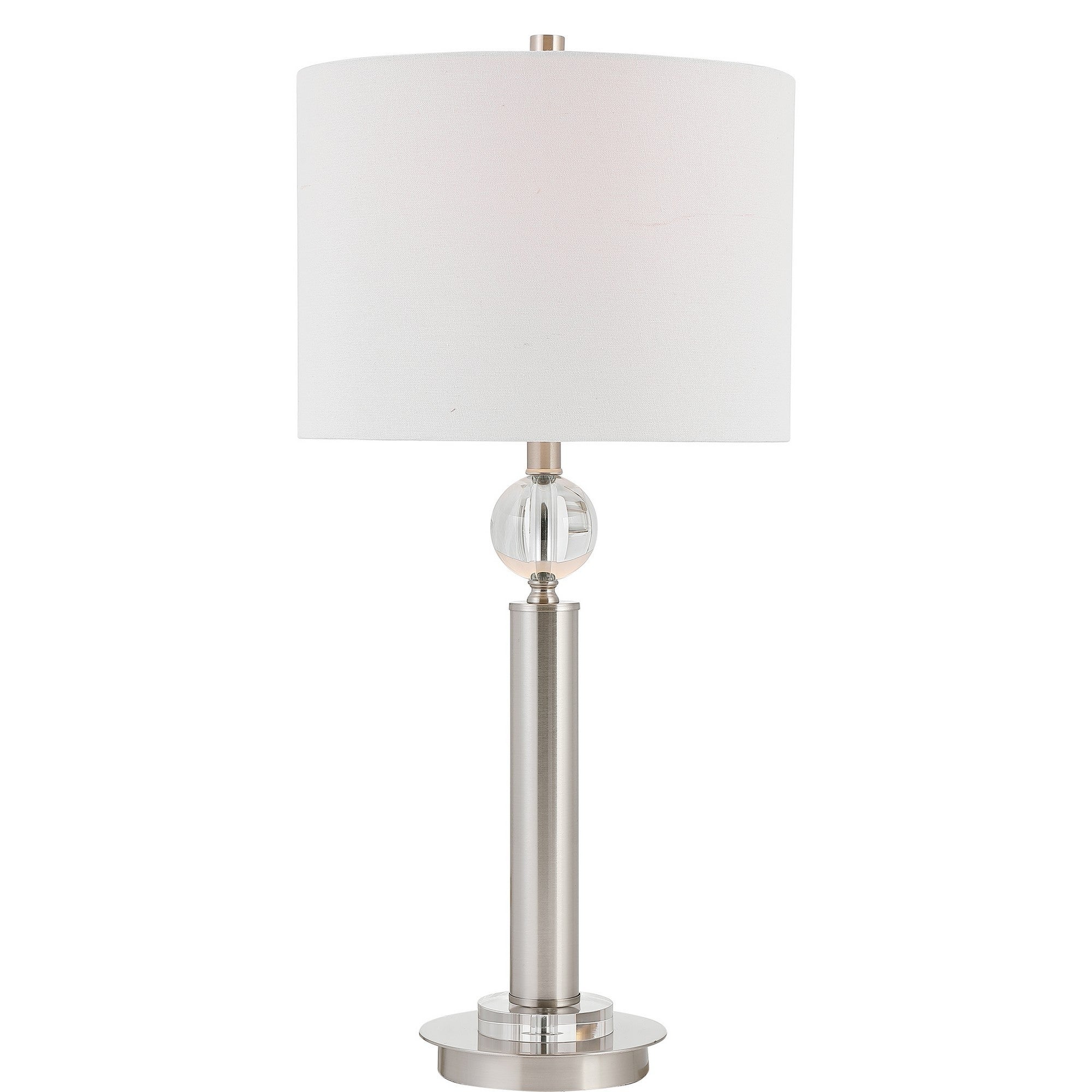 Stalk Design Body Metal Table Lamp with Crystal Accent， Silver - Mycitystee