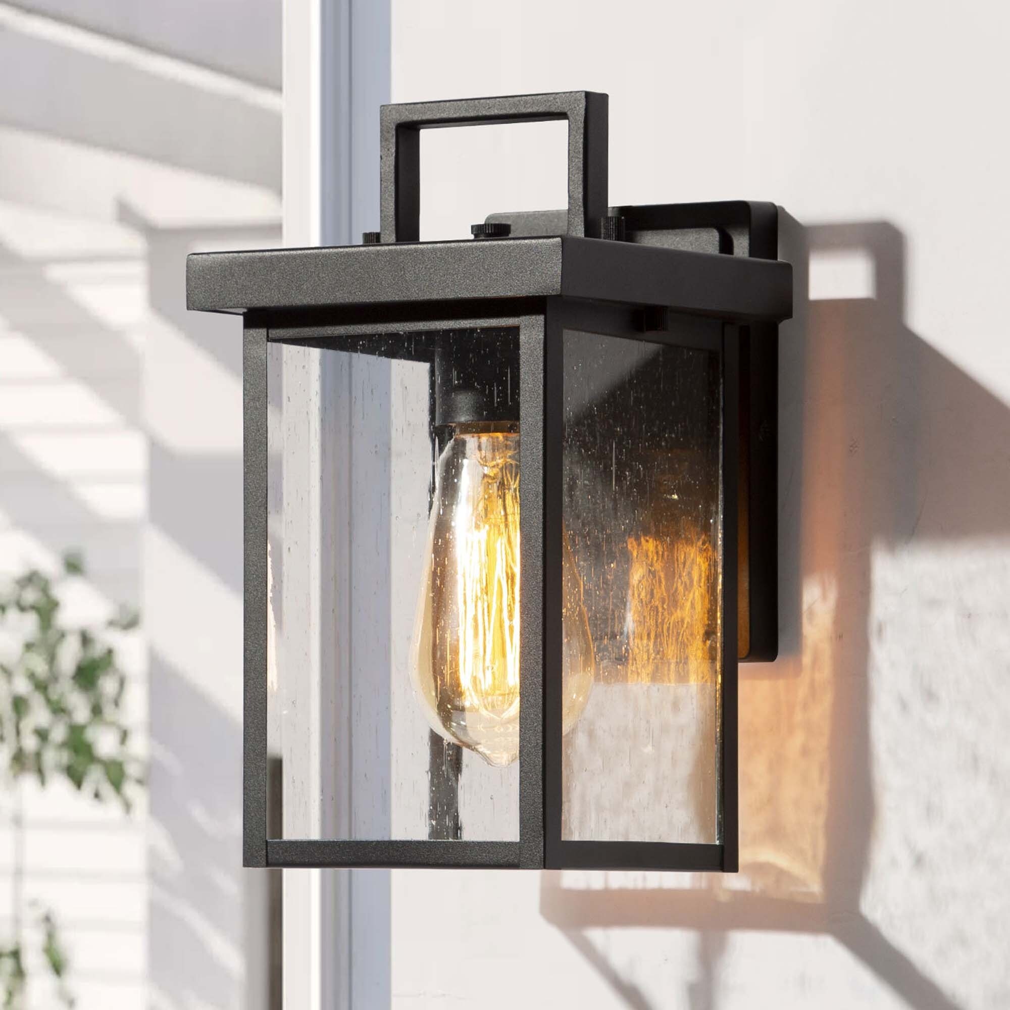 Bern Modern 1-light Rectangle Matte Black Outdoor Wall Sconce - L 6