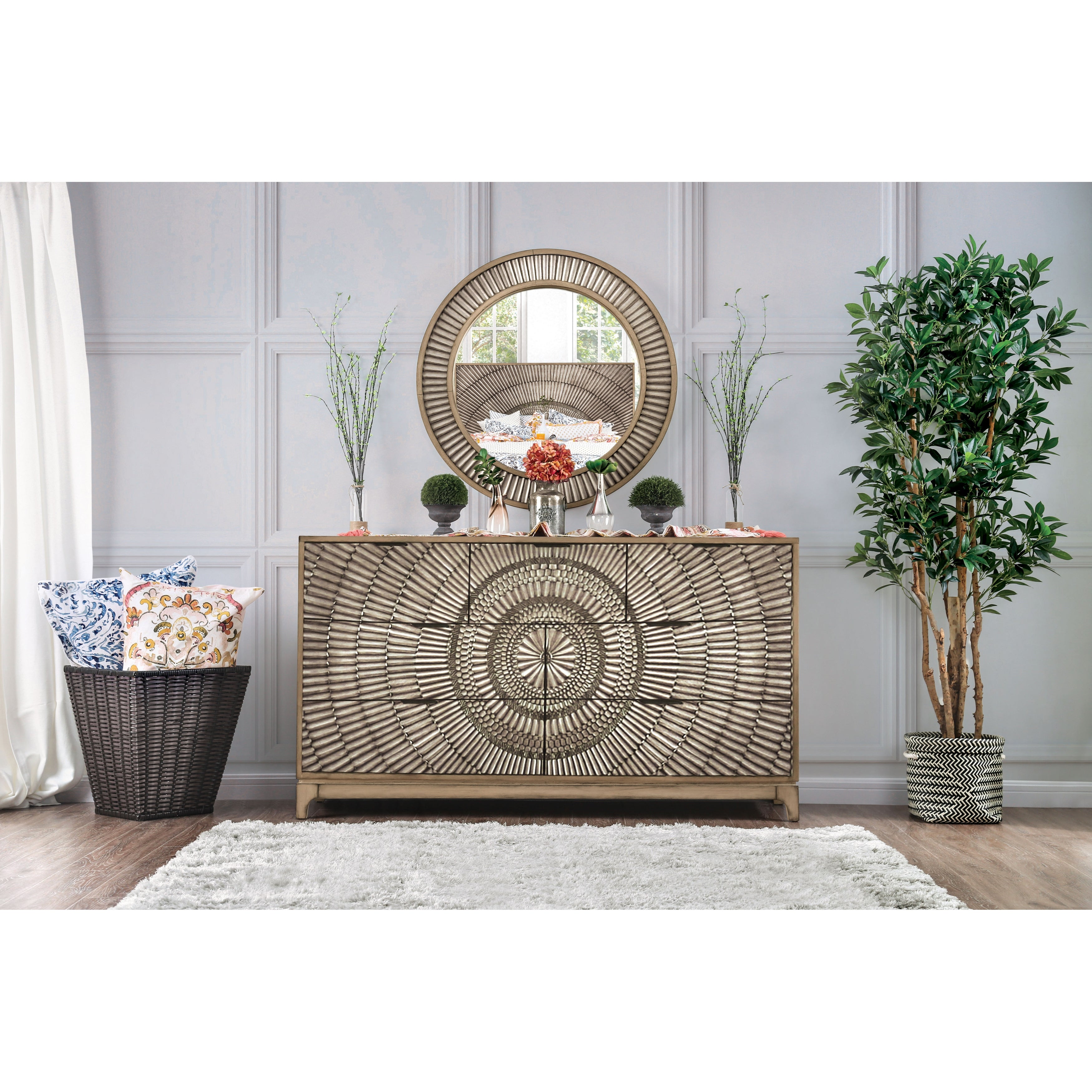 The Curated Nomad Levant Antique Grey 2-piece Dresser and Mirror Set - - 28404253 - Mycitystee