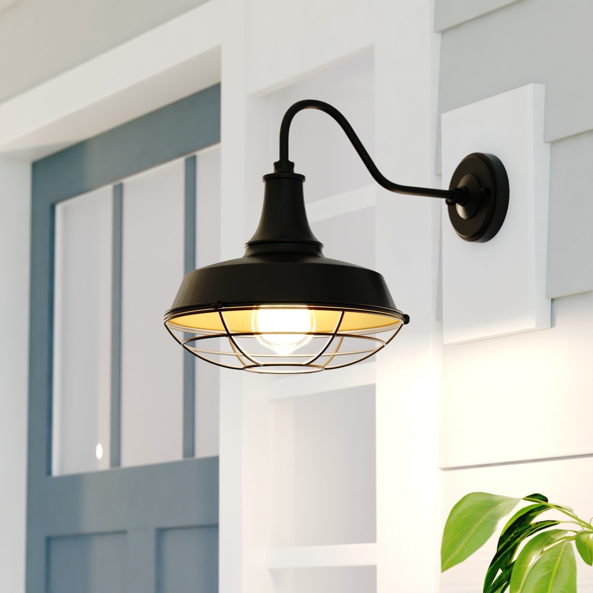 Dorado 1 Light Dusk to Dawn Bronze Industrial Outdoor Wall Barn Lantern with Metal Cage Cover - 9-in W x 10.25-in H x 13.75-in D Shopping - The Best D - Mycitystee