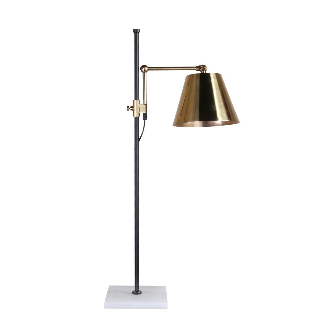 White Marble Base Table Lamp With Gold Shade And Black Frame - Mycitystee