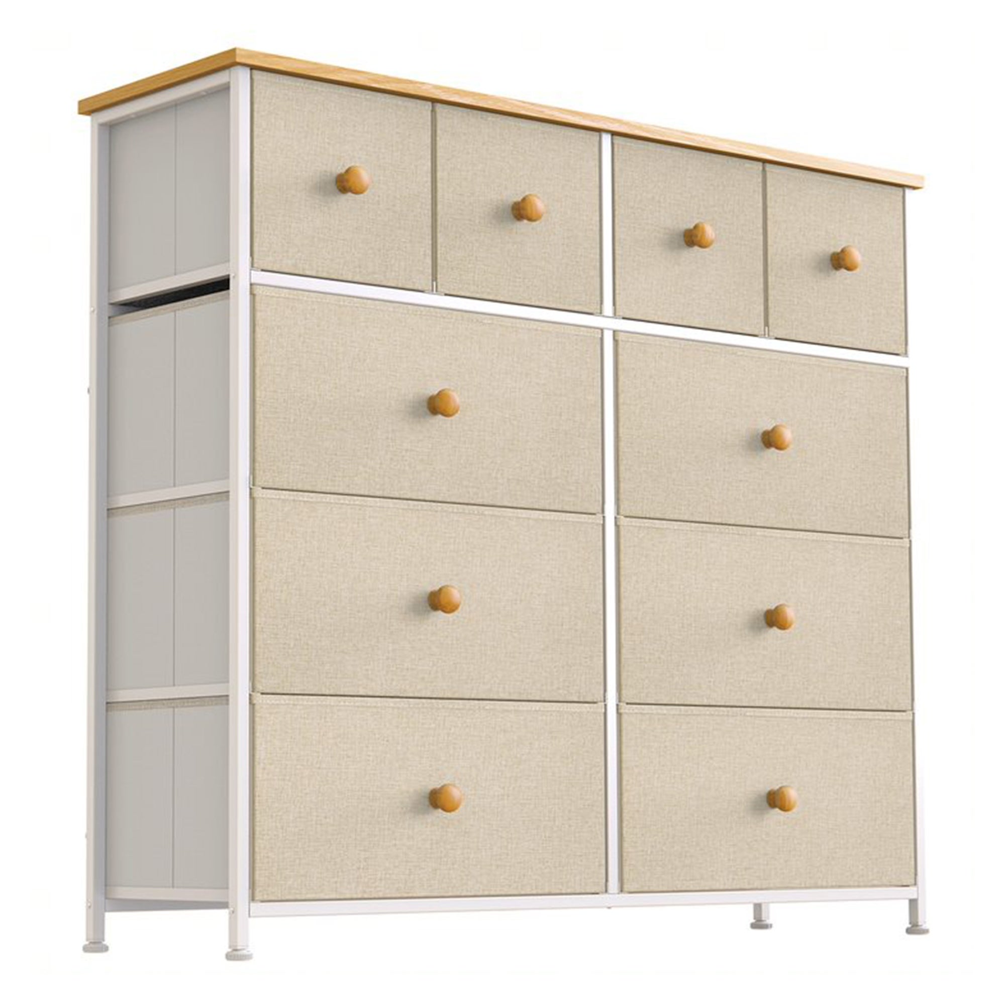 REAHOME 10 Drawer Steel Frame Bedroom Storage Organizer Chest Dresser， Taupe - - 36792200 - Mycitystee