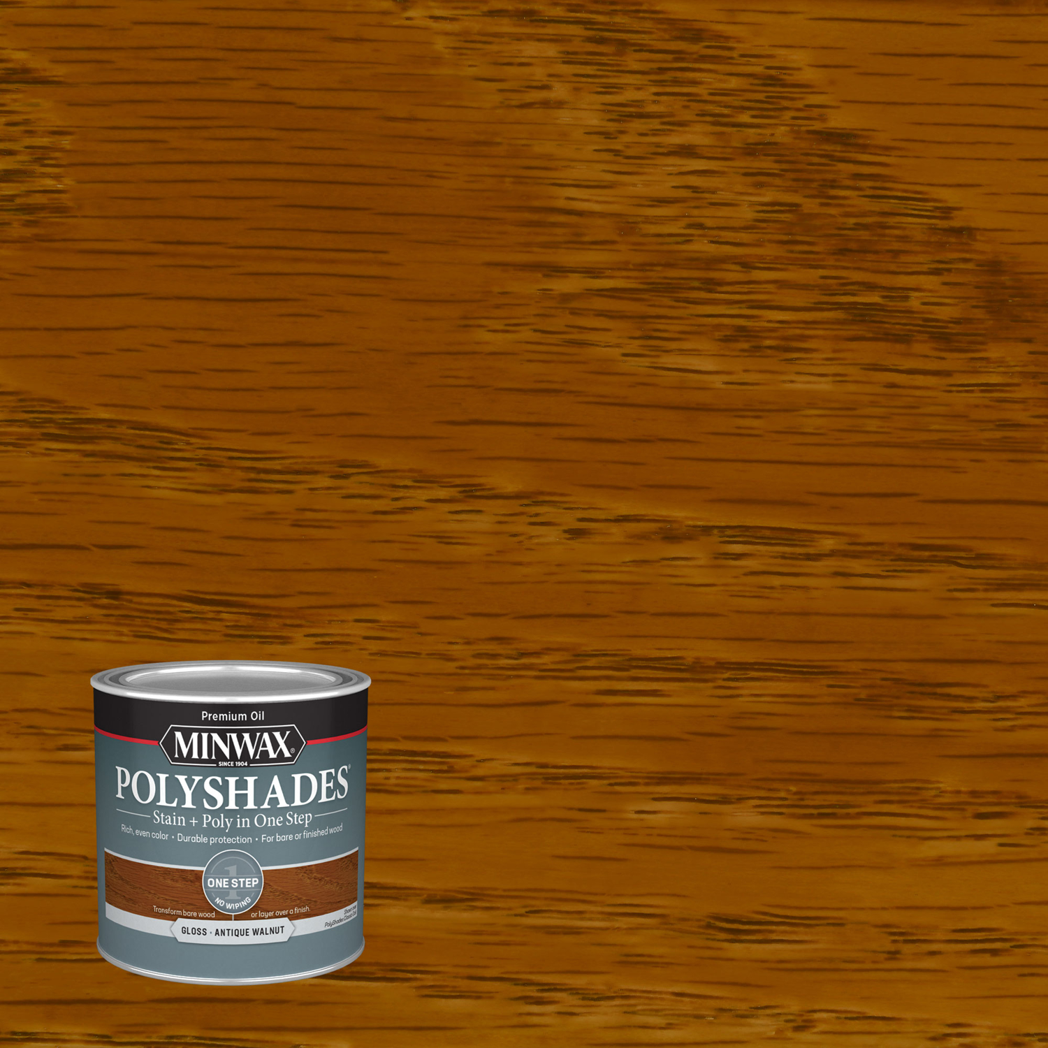 Minwax PolyShades Semi-Transparent Gloss Antique Walnut Stain/Polyurethane Finish 0.5 pt - Mycitystee