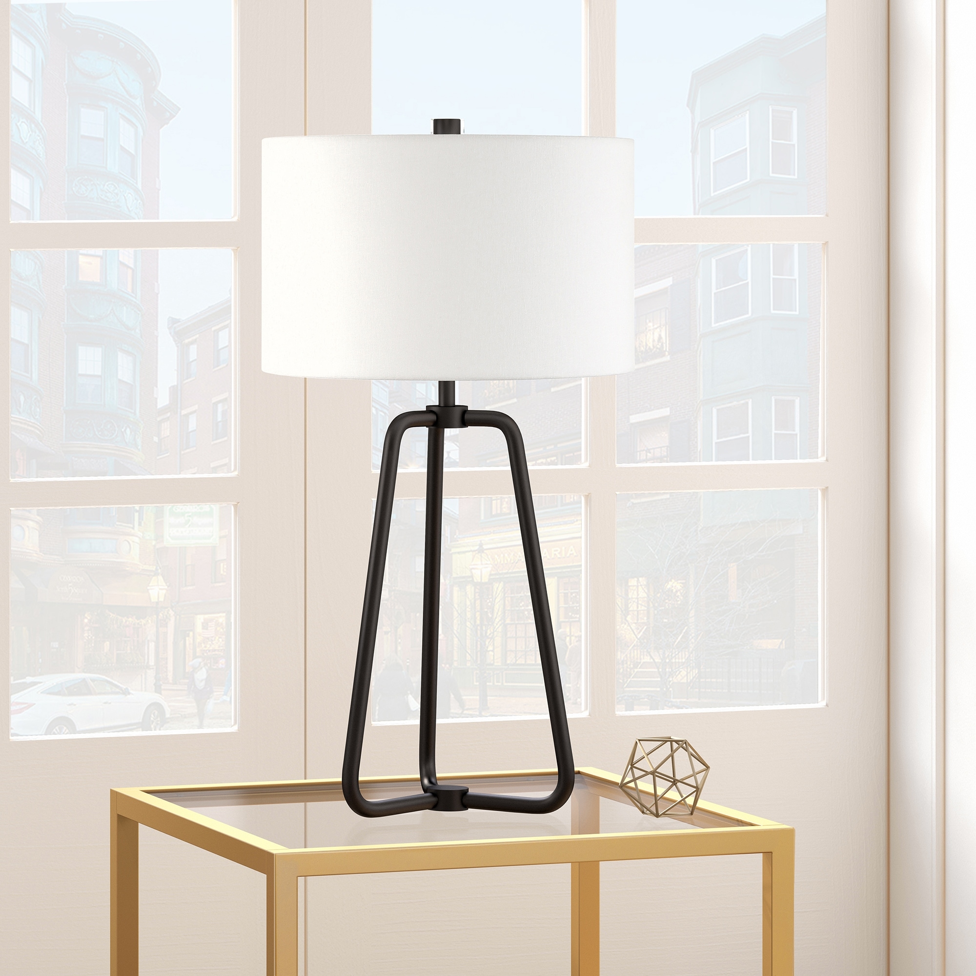 Bryan Table Lamp in Blackened Bronze Finish with Linen Shade - Mycitystee