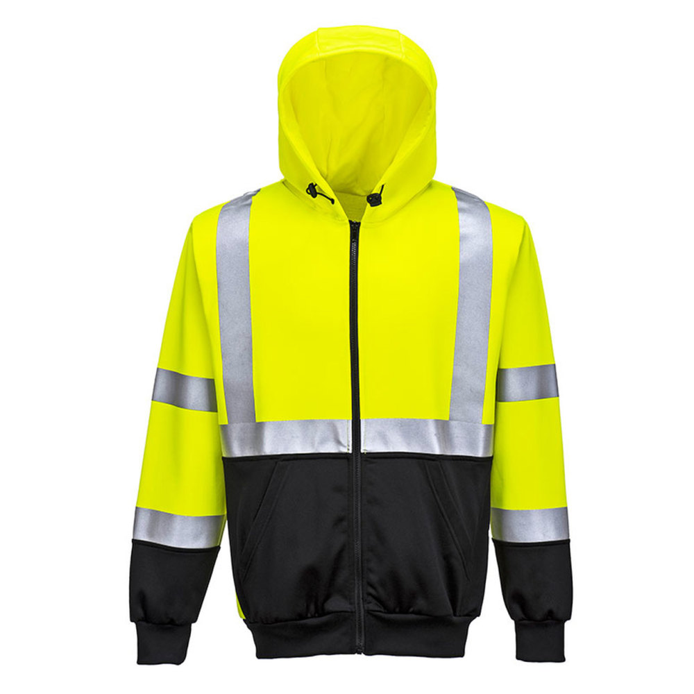 Yellow/Black Hi-Vis 2-Tone Zipped Hoodie - Small - Mycitystee