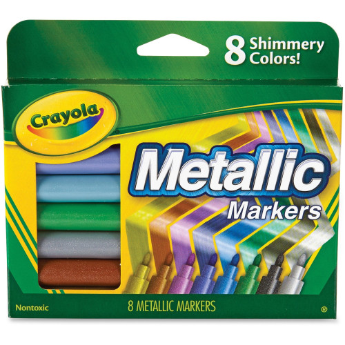 Crayola Metallic Markers， Medium Bullet Tip， Assorted Colors， 8/Set (588628) - Mycitystee