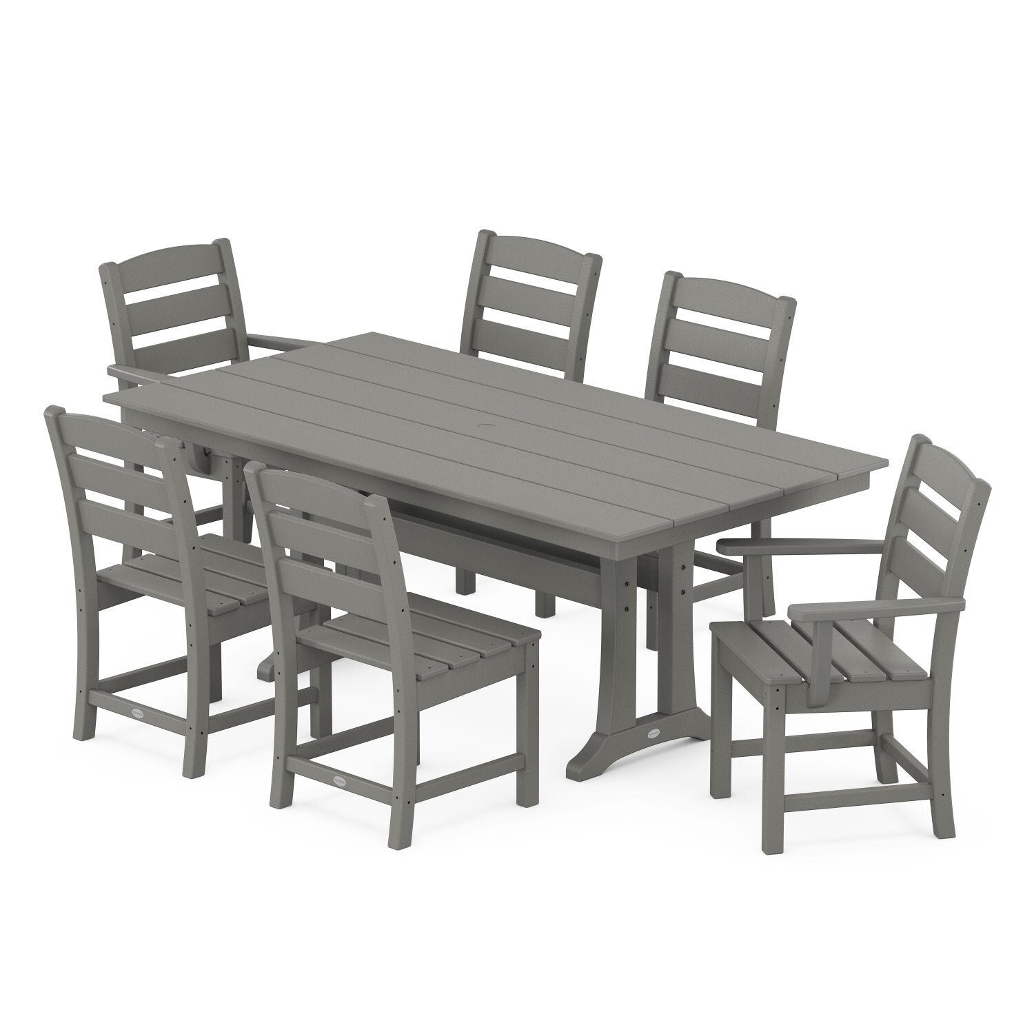 POLYWOOD Lakeside 7-Piece Farmhouse Trestle Dining Set - Mycitystee