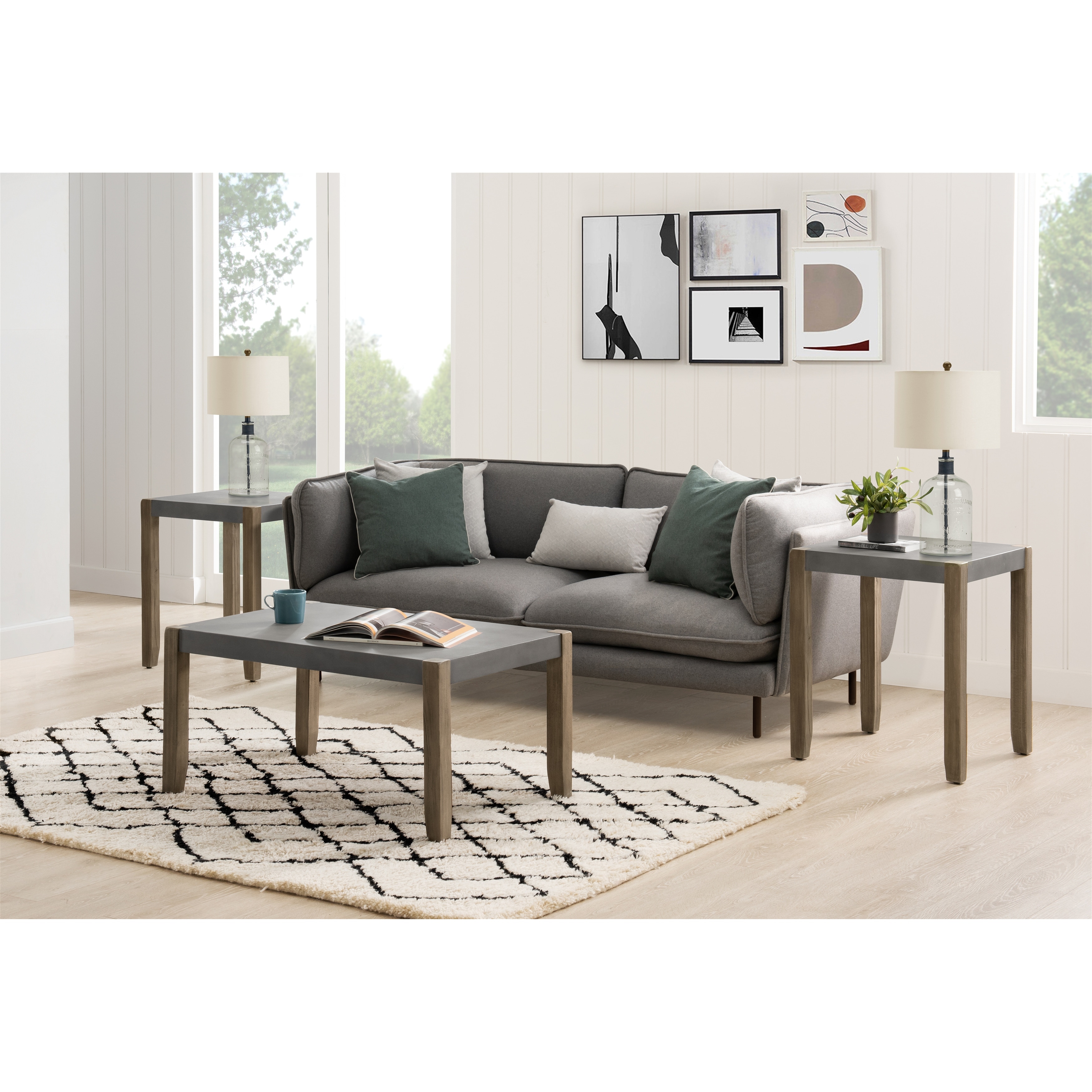 The Gray Barn Enchanted Acre 3-piece Faux Concrete and Wood Table Set - Mycitystee