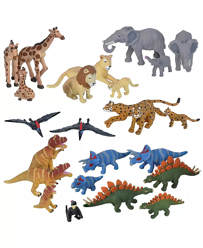 Wild Republic Nature Tube Dinosaurs and Wildlife Set - 24 Pieces - Mycitystee