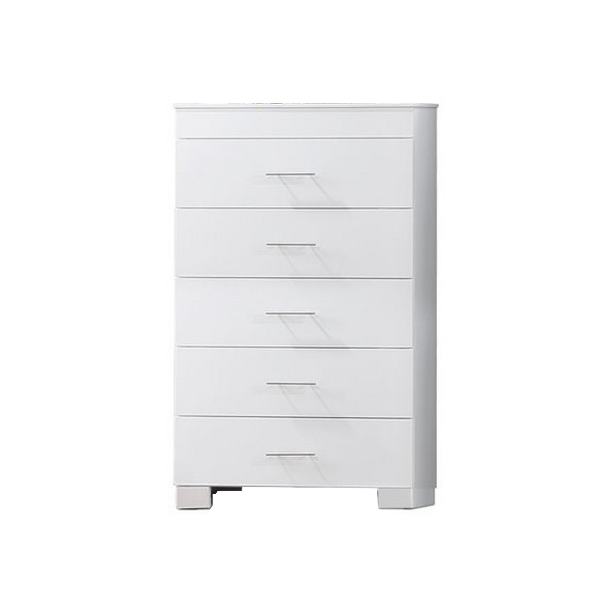 Vin 48 Inch Modern Tall Dresser Chest， 5 Gliding Drawers， Crisp White - - 36907780 - Mycitystee