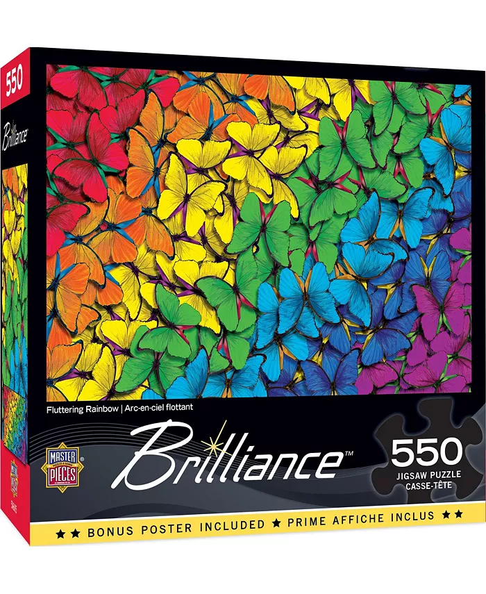 MasterPieces Puzzles Brilliance - Fluttering Rainbow 550 Piece Adult Jigsaw Puzzle - Mycitystee