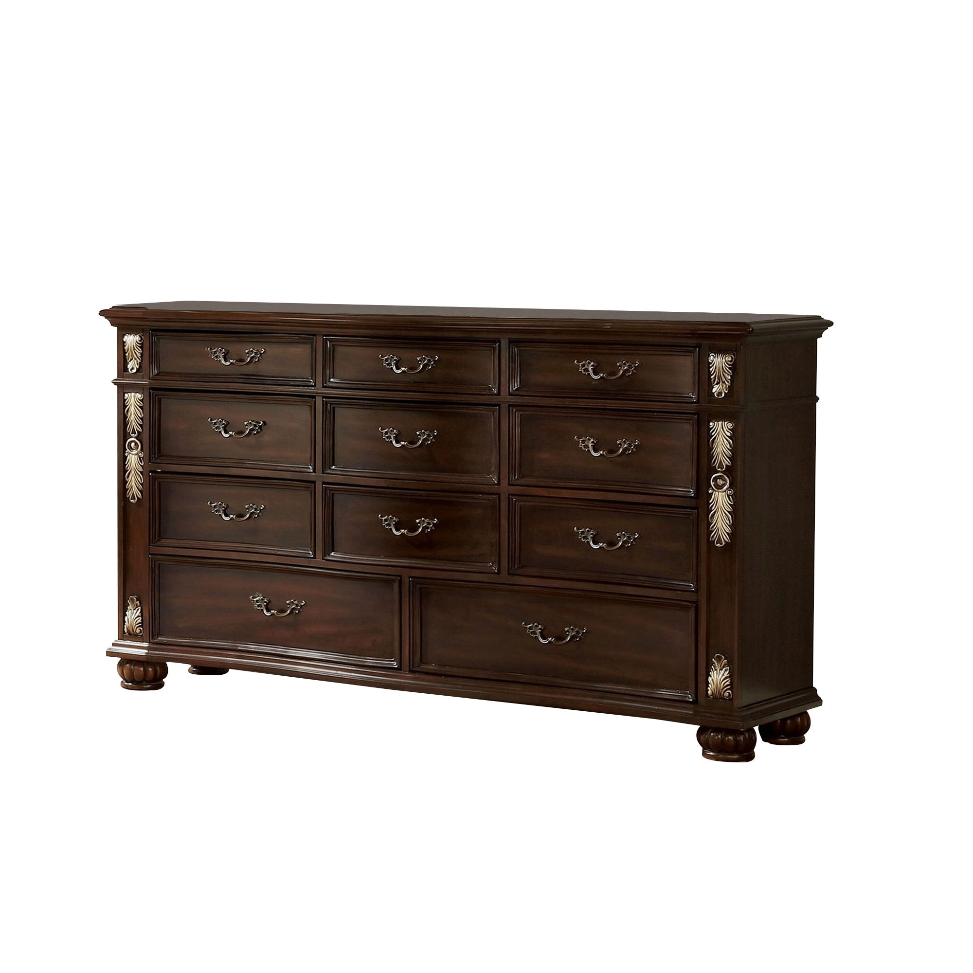 66.75 Inches 11 Drawer Dresser with Carved Details， Brown - - 32763690 - Mycitystee