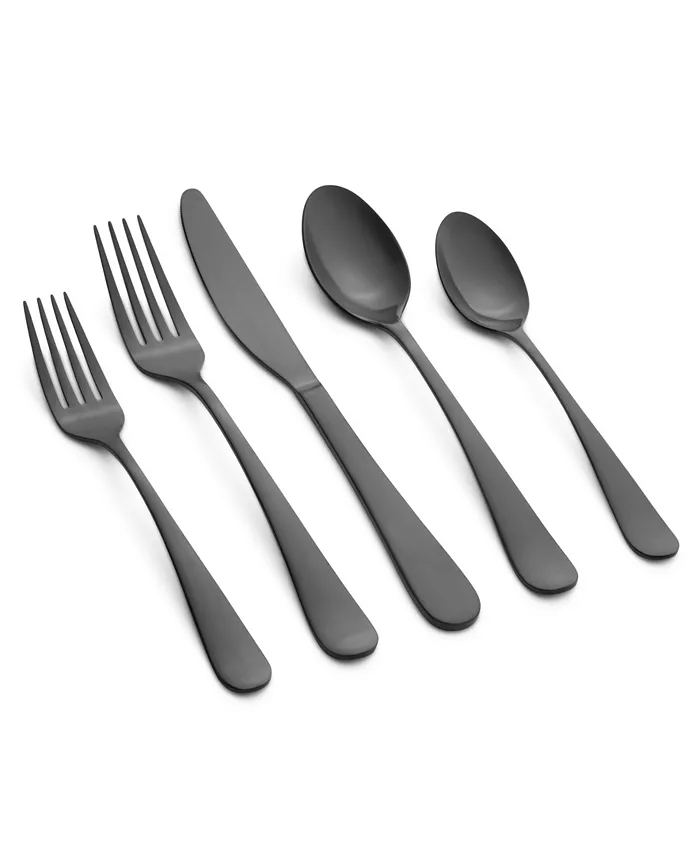 Cambridge Silversmiths Rhiannon Black Satin 20-Piece Flatware Set， Service for 4 - Mycitystee