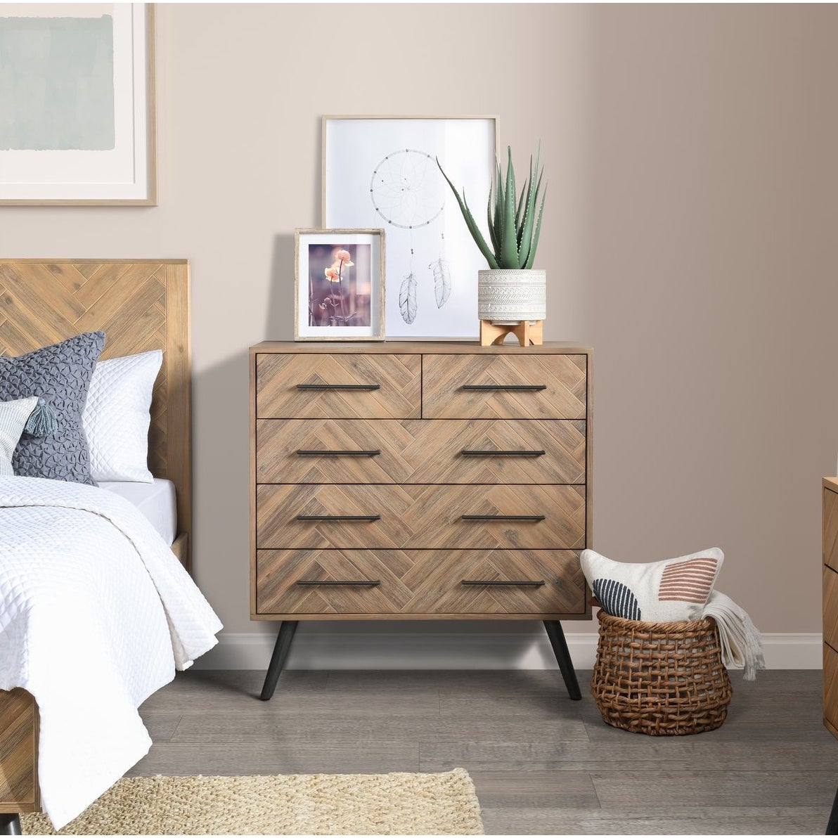 Clyde Mid-Century Solid Wood 5 Drawer Dresser by Kosas Home - - 17487144 - Mycitystee