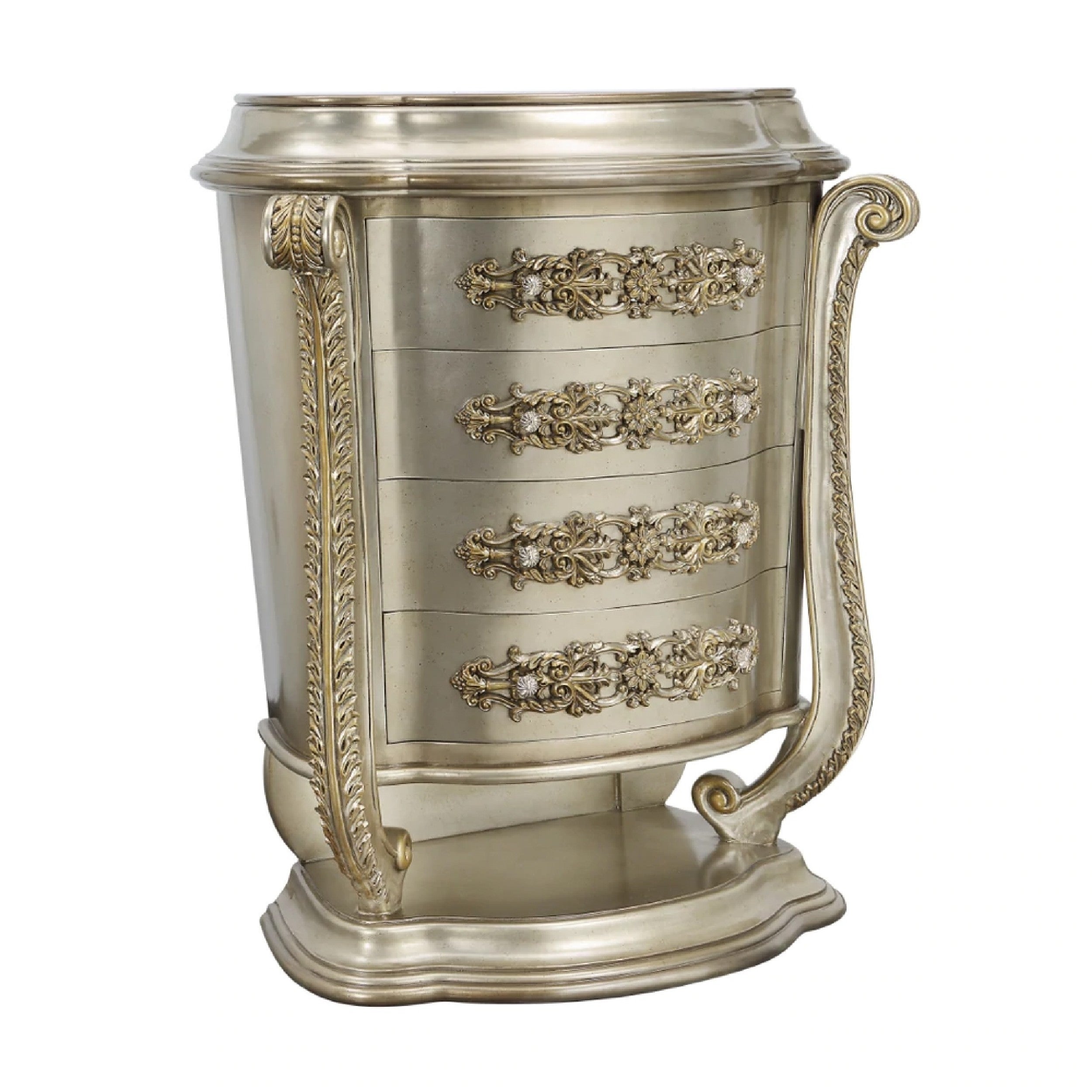 Mas 57 Inch Classic Tall Dresser Chest， Ornate Carvings， Champagne Gold - - 35936913 - Mycitystee