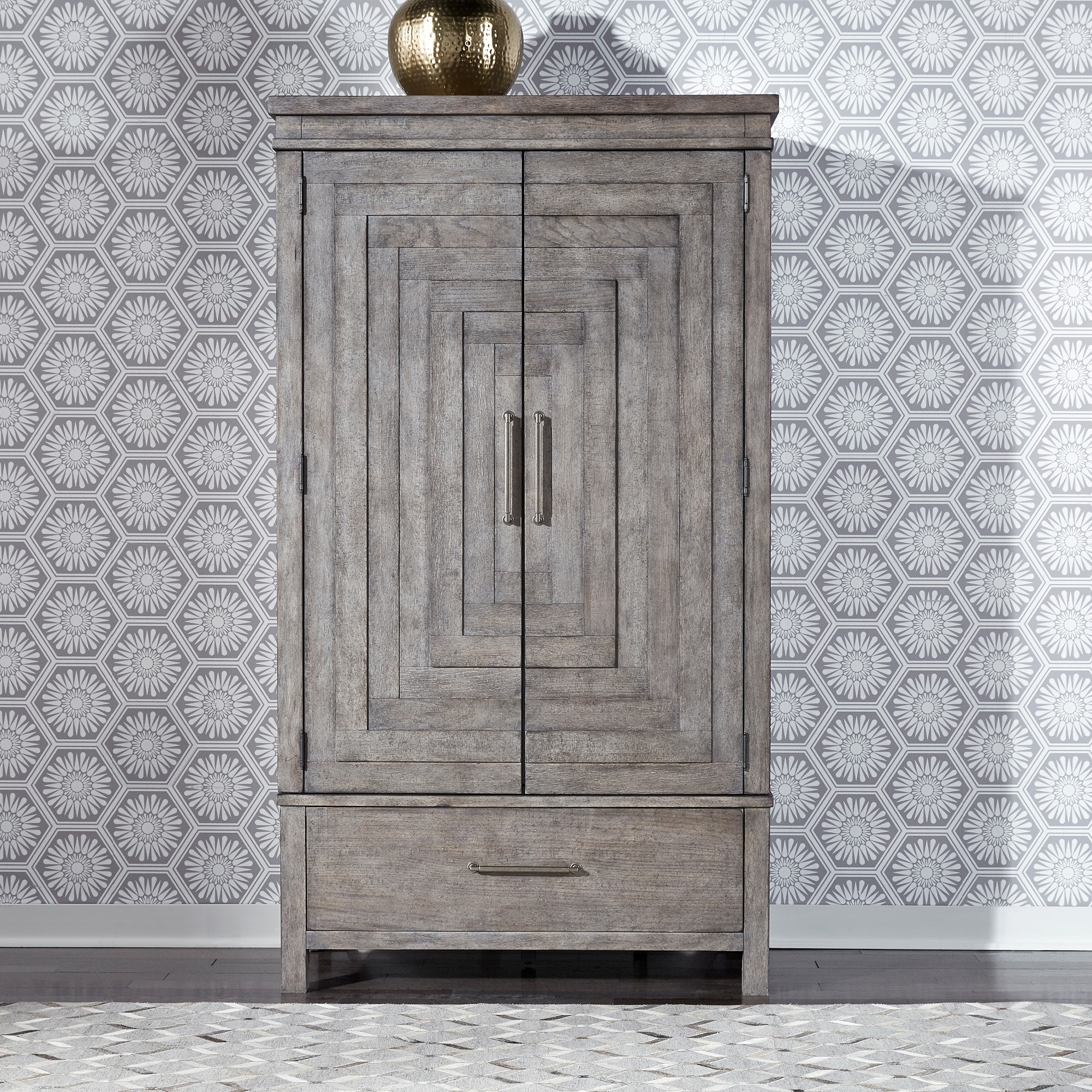 Modern Farmhouse Dusty Charcoal Distressed Armoire - - 28063903 - Mycitystee