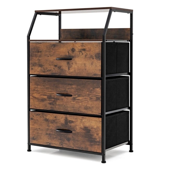 Nightstand Dresser Organizer Unit withTop Shelf-Rustic Brown - - 36073492 - Mycitystee