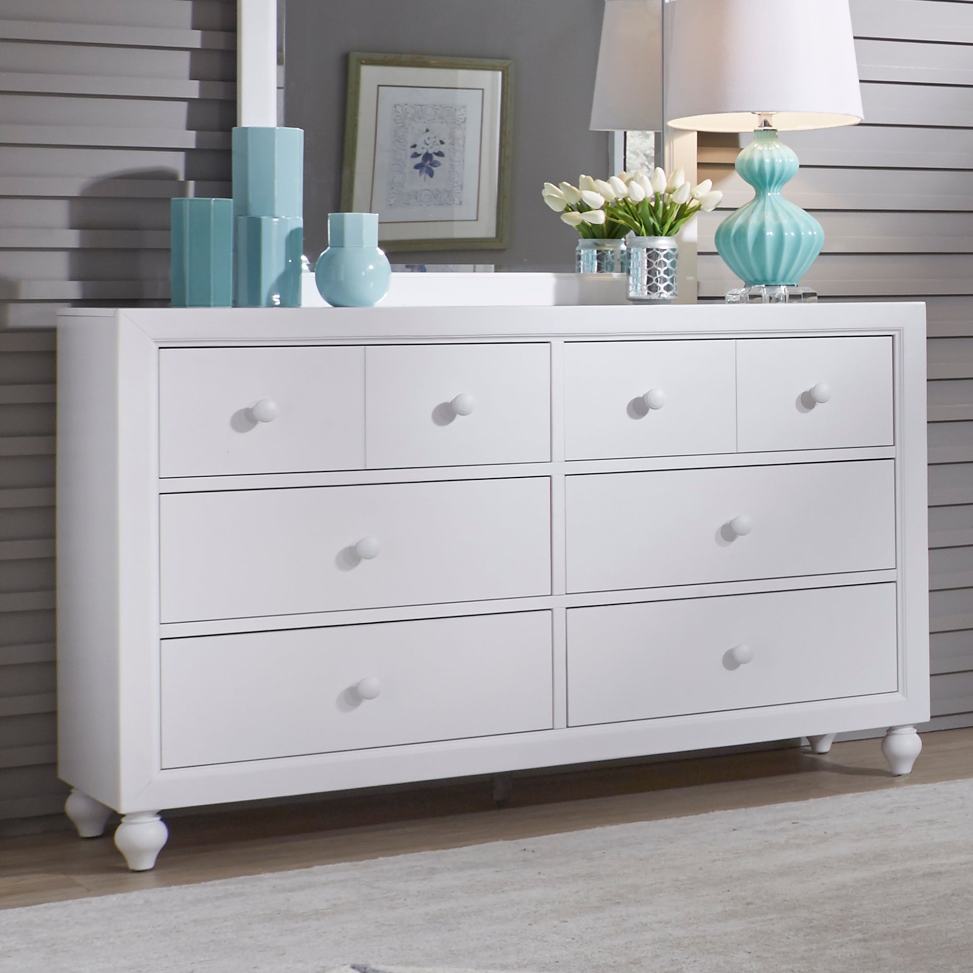 Copper Grove Cottage View White 6 Drawer Dresser - - 26264969 - Mycitystee
