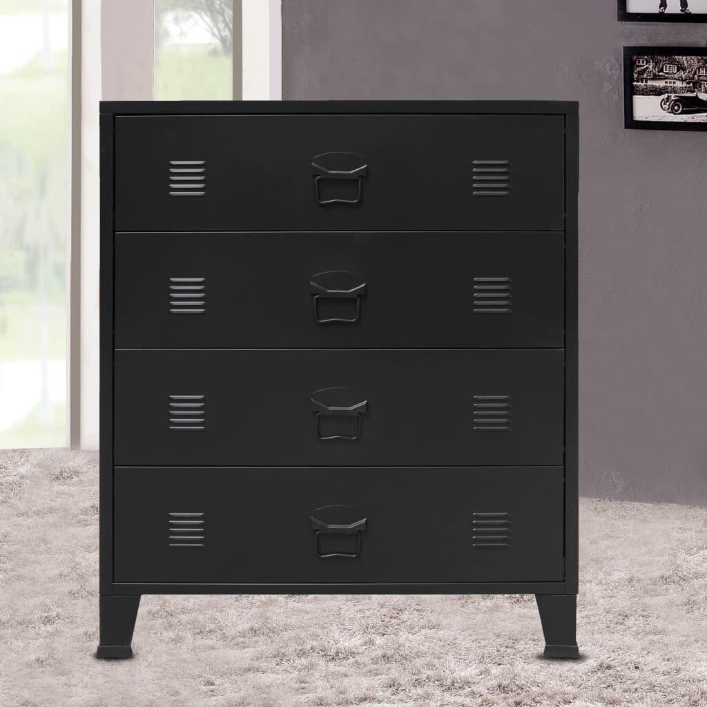 Dresser for Bedroom， 4 Drawer Storage Organizer Tall Wide Dresser for Bedroom Hallway， Sturdy Steel Frame -Black - - 37523924 - Mycitystee