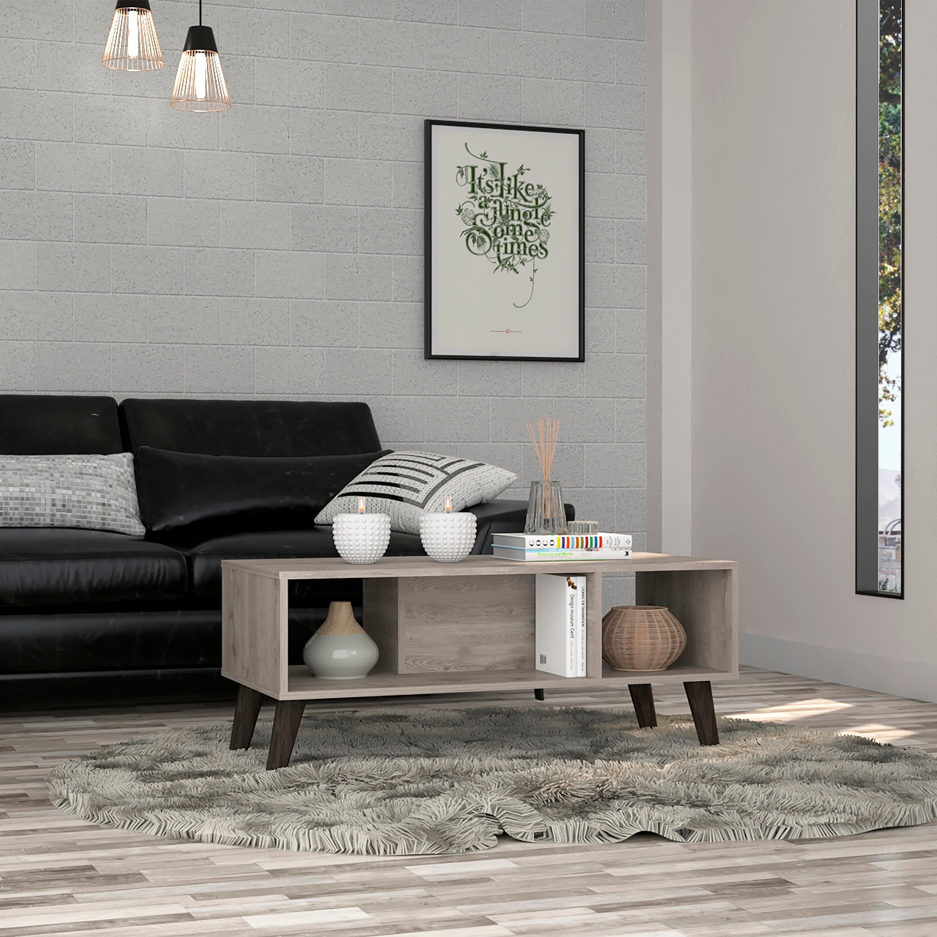 Cincinnati Z Coffee Table with 2 Open Shelves and 4 Legs - Mycitystee