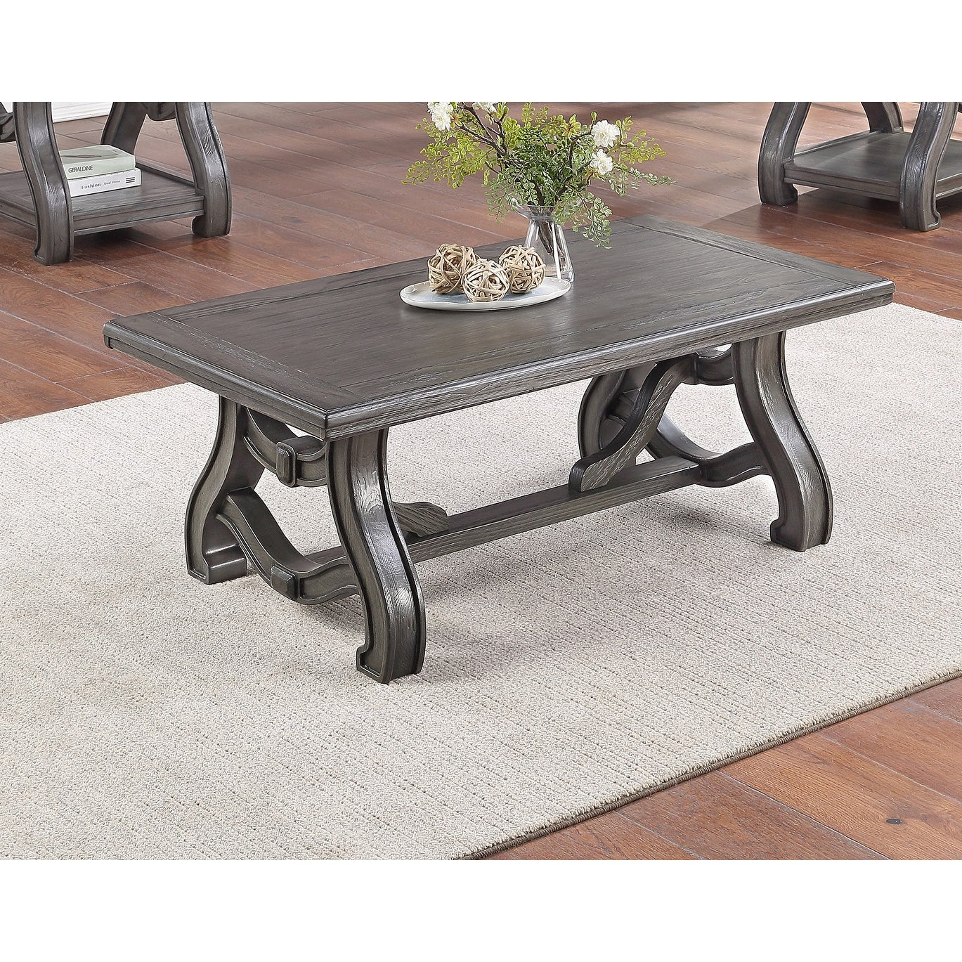 Coffee Table With Curved Lines In Silver - Mycitystee