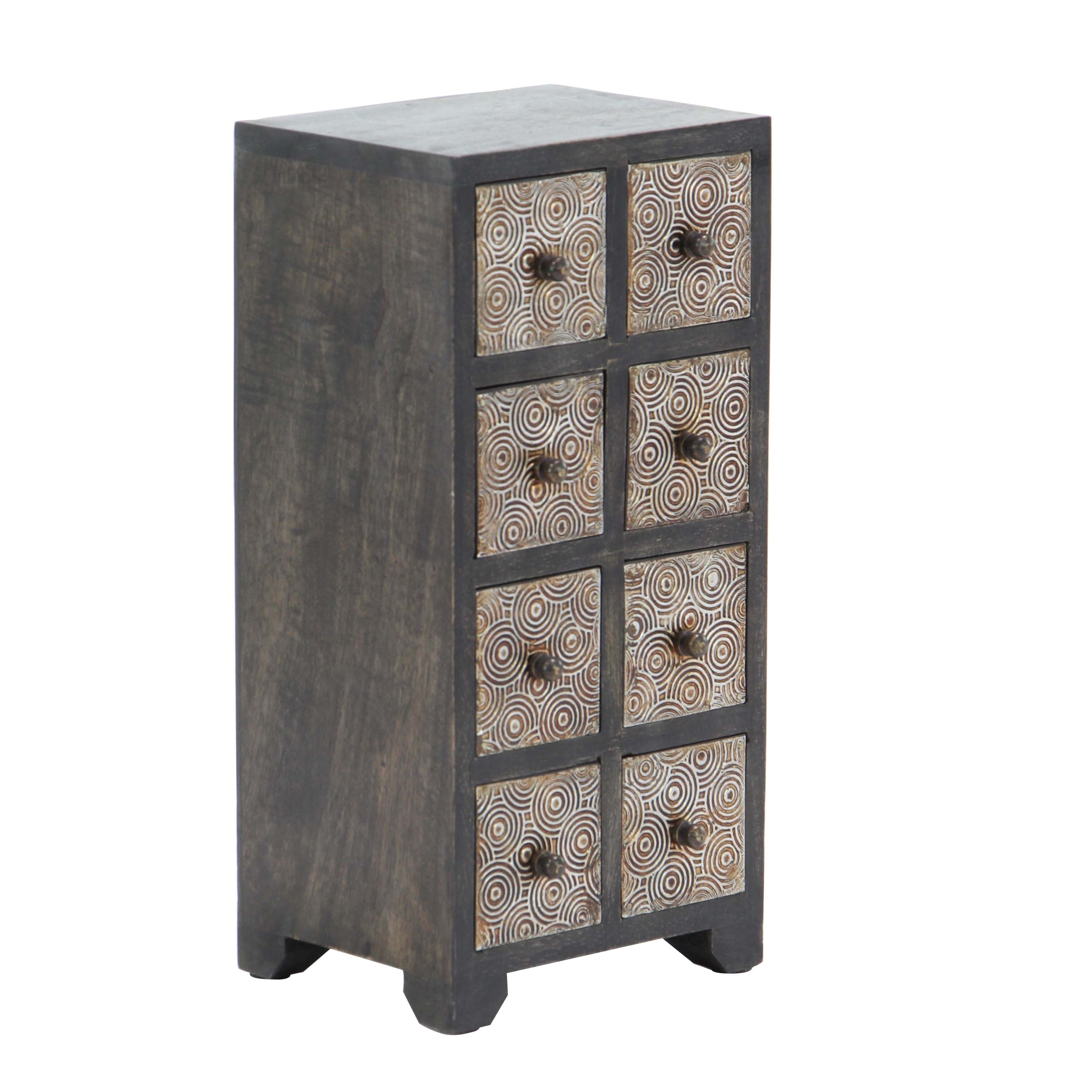 Rustic Mango Wood Rectangular 8-Drawer Vertical Jewelry Chest - - 19559746 - Mycitystee