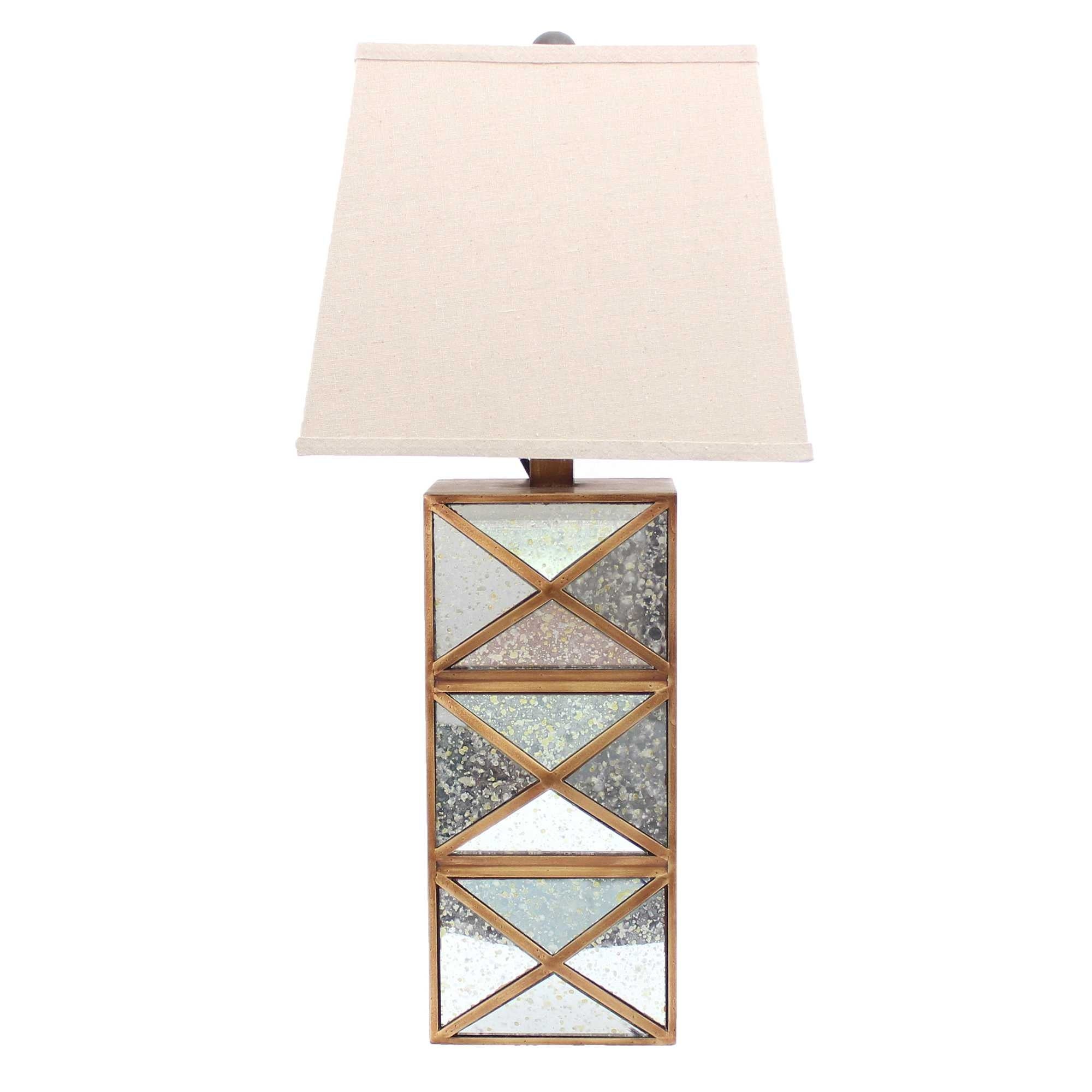 6.25 x 6.75 x 27.5 Gold Modern Illusionary Mirrored Base - Table Lamp - 6.25 x 6.75 x 27.5 - Mycitystee