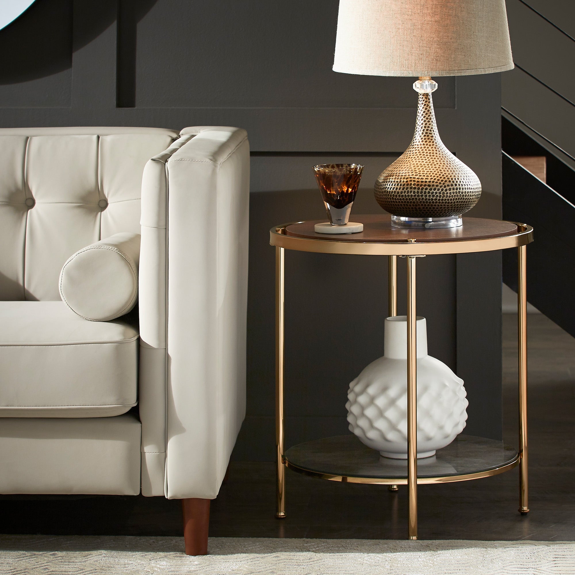 Celsus Champagne Gold End Table with Storage by iNSPIRE Q Bold - Mycitystee