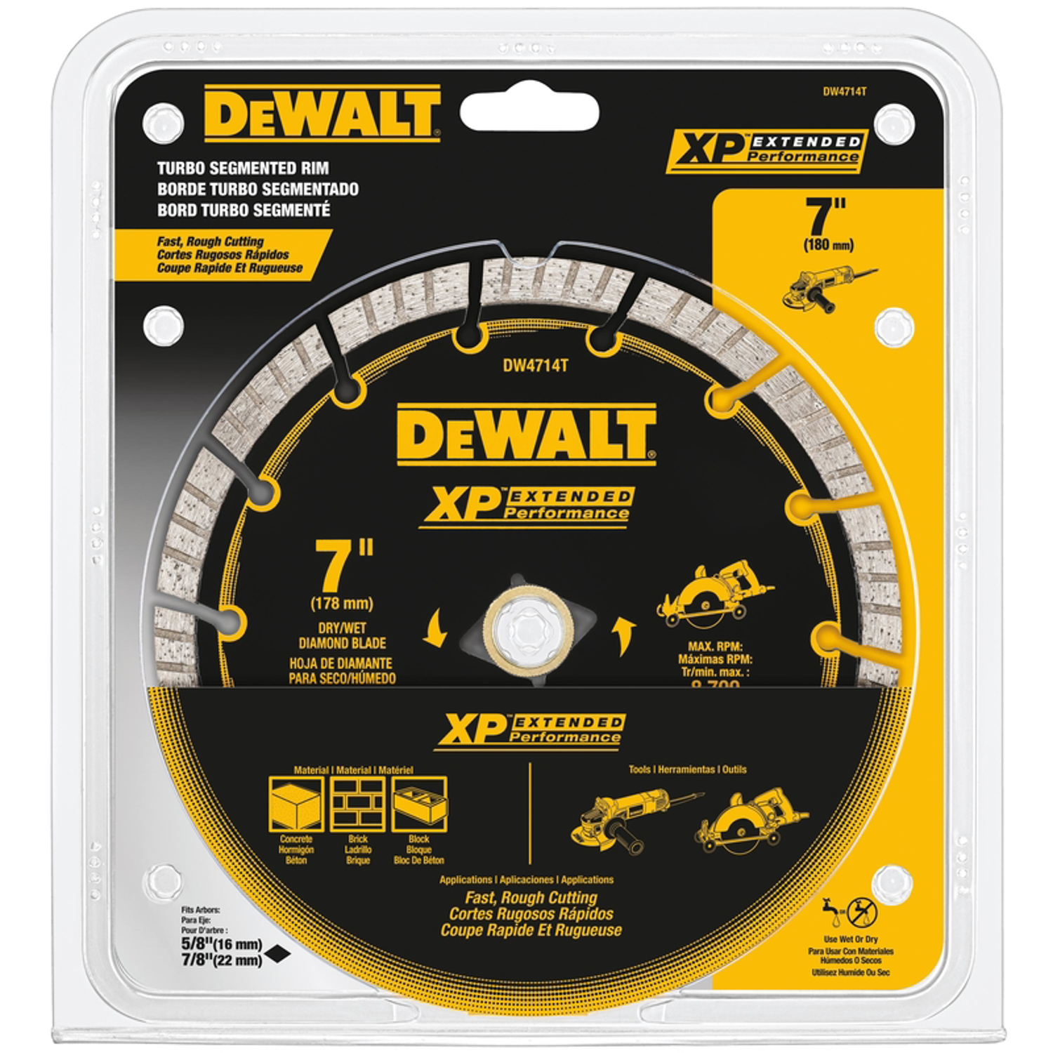 DeWalt XP Extended Performance 7 in. D X 5/8 in. Diamond Turbo Segmented Cut-Off Blade 1 pc - Mycitystee
