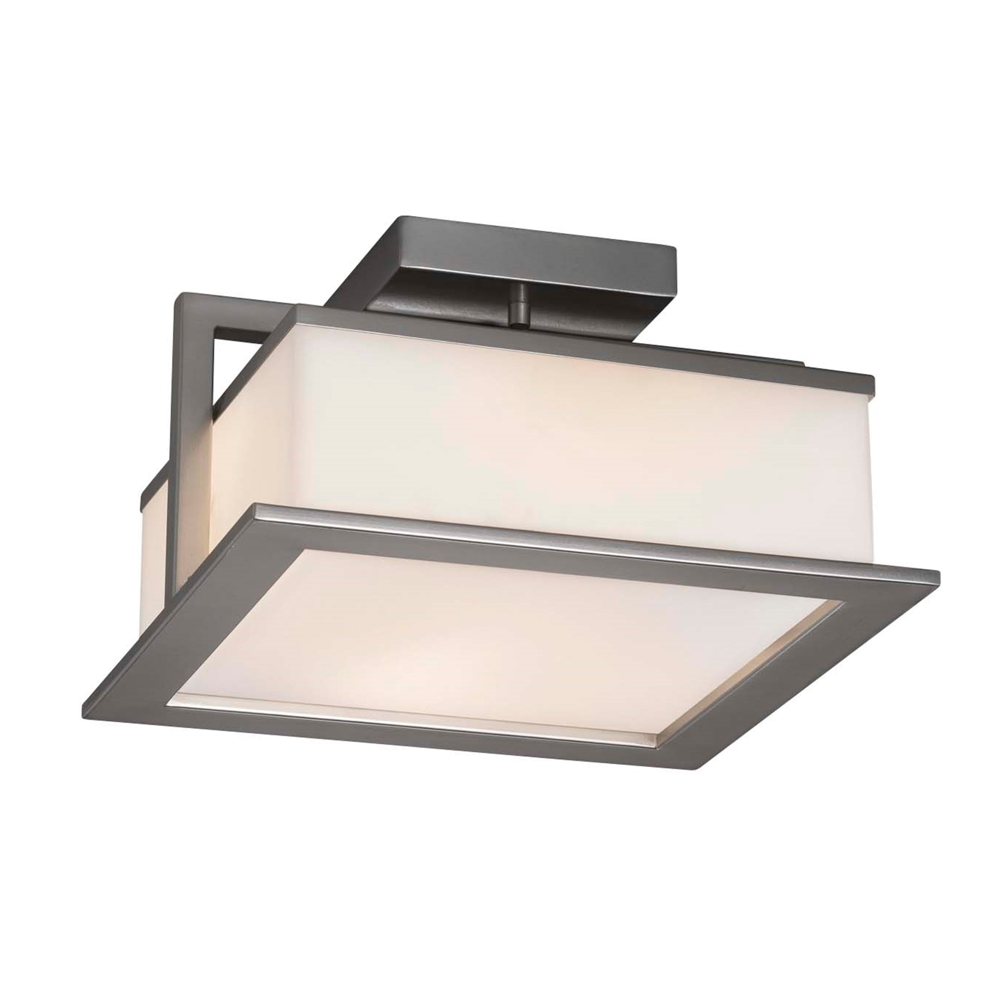 Justice Design Fusion Laguna Brushed Nickel 12-inch LED Outdoor Flush Mount， Opal Shade - Mycitystee