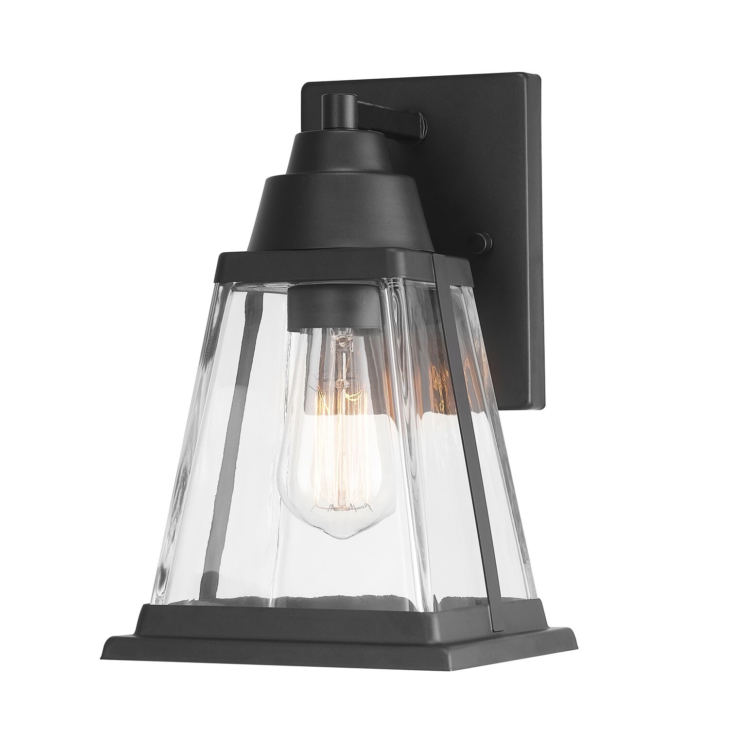 1-Light outdoor wall lamp with transparent glass lampshade - Black Shopping - The Best Deals on Outdoor Wall Lanterns | 41417364 - Mycitystee