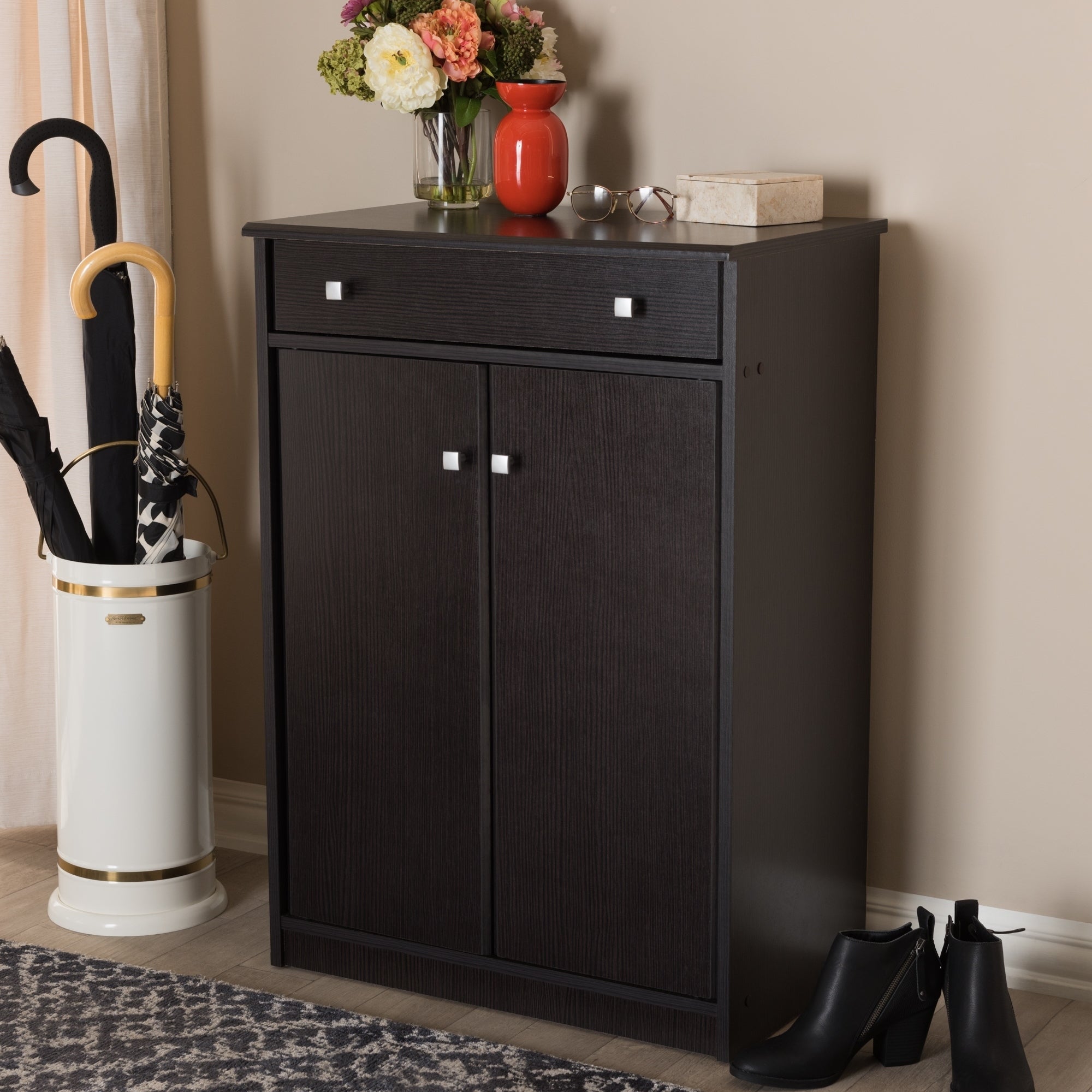 Contemporary Dark Brown Shoe Cabinet by Baxton Studio - - 22580566 - Mycitystee