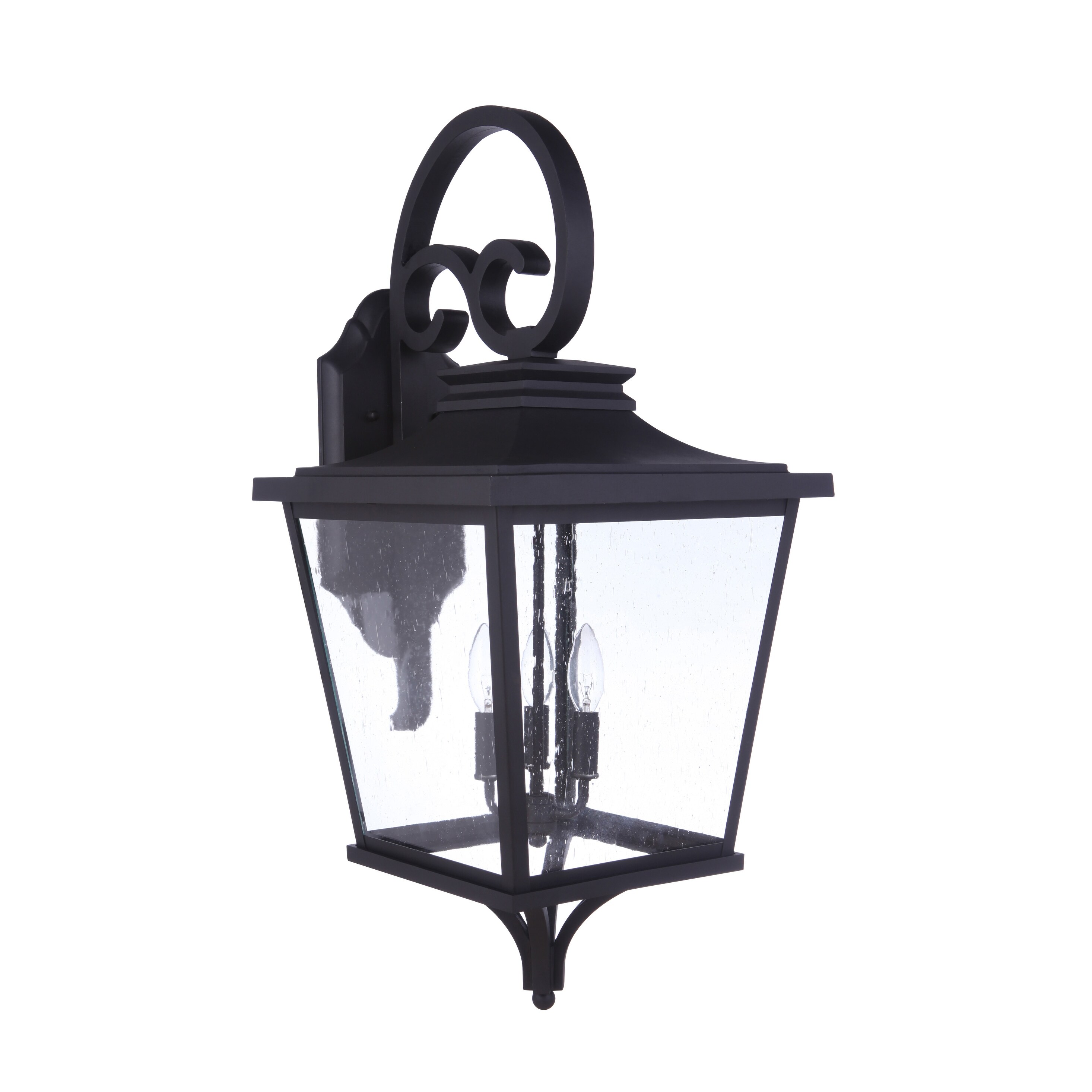 Tillman Architectural Style Clear Seeded Glass Outdoor Wall Lantern， 3-Light 180 Total Watts， 31
