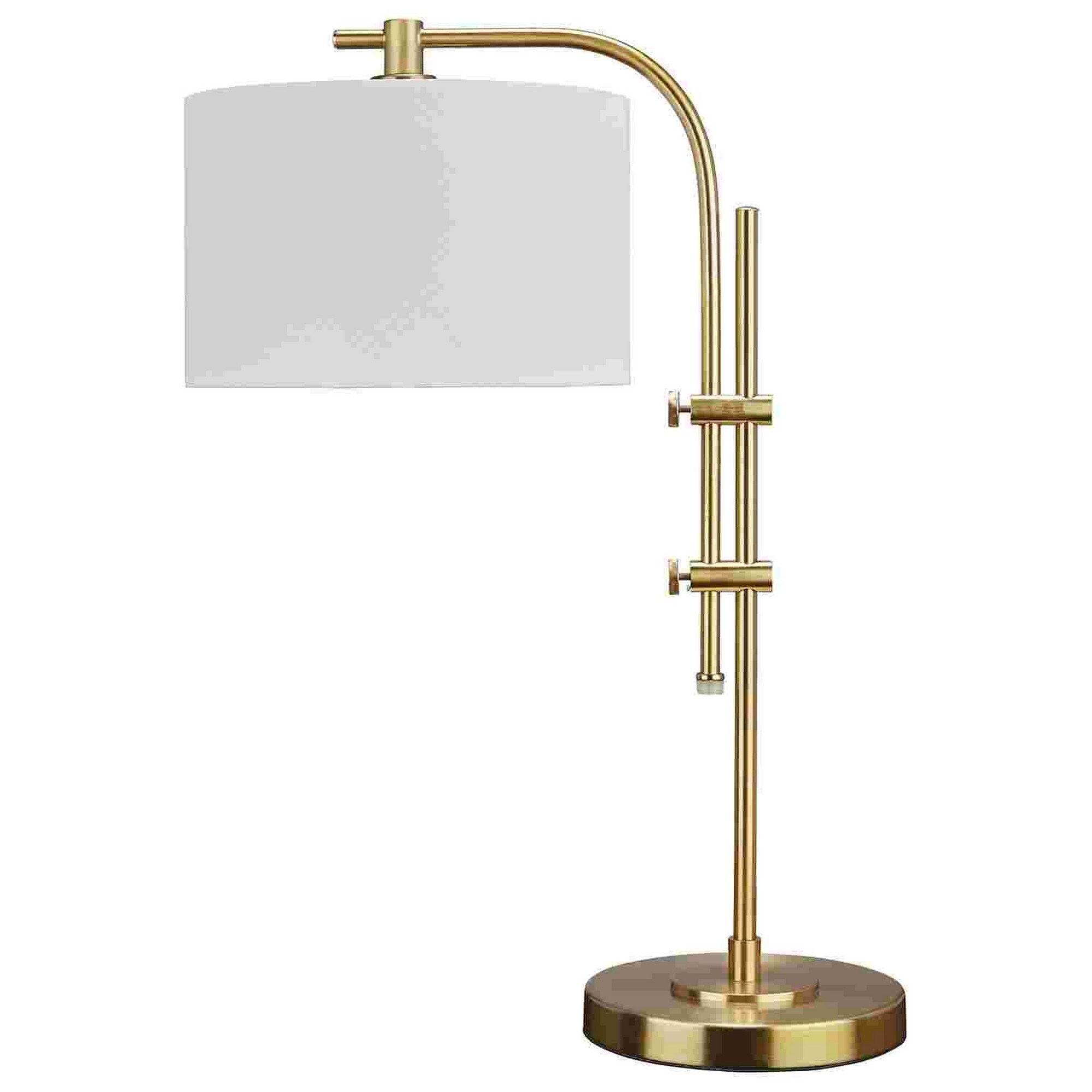 Accent lamp with Adjustable Arm and Fabric Drum Shade， Brass - Mycitystee