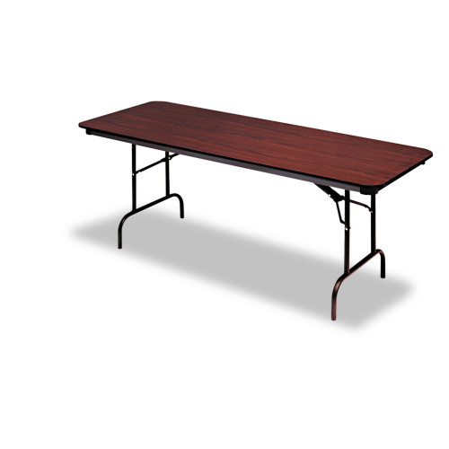 Iceberg OfficeWorks Commercial Wood-Laminate Folding Table， Rectangular Top， 96w x 30d x 29h， Mahogany (55234) - Mycitystee