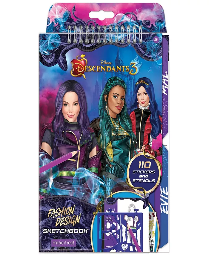Disney Descendants 3 Fashion Design Sketchbook Make It Real， includes 110 Stickers Stencils， Draw Sketch Create， Fashion Coloring Book， Tweens Girls , - Mycitystee