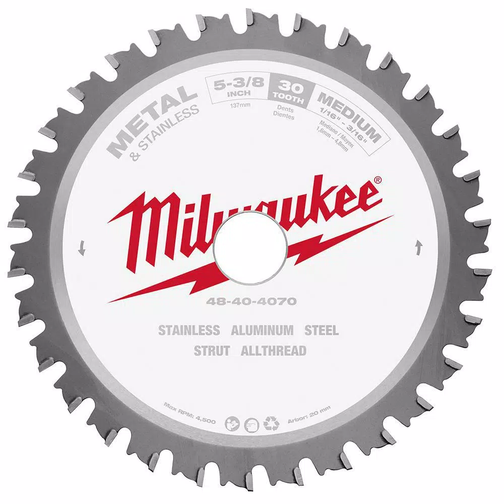 Milwaukee 5-3/8 in. x 30 Teeth Metal and Stainless Cutting Circular Saw Blade and#8211; XDC Depot - Mycitystee