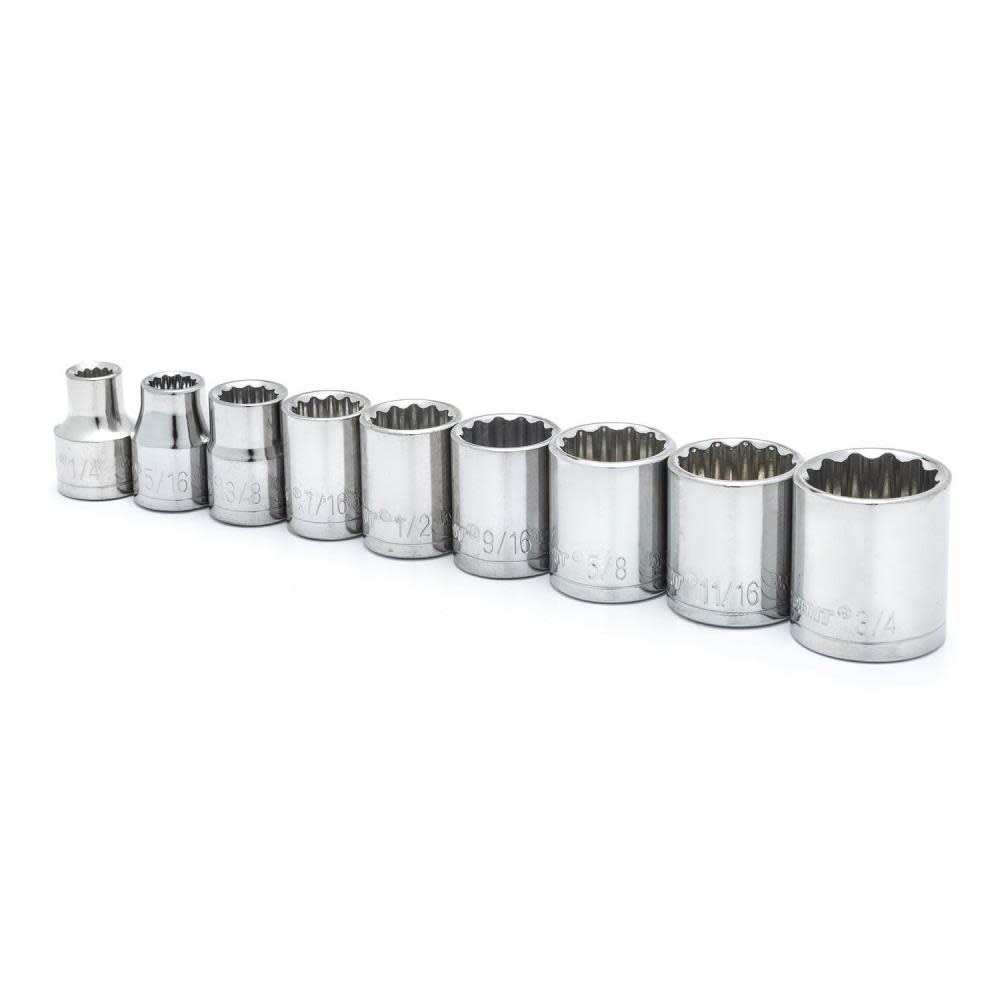9 pc 3/8 Drive 12 Point Standard SAE Socket Setand#8221; - Mycitystee