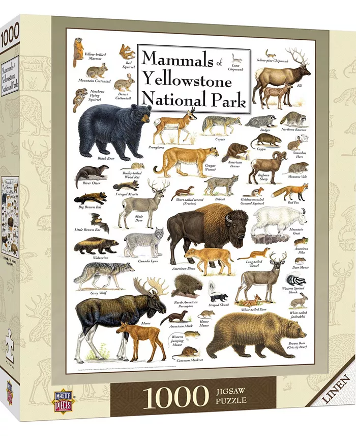 MasterPieces Puzzles Poster Art - Mammals of Yellowstone National Park 1000 Piece Puzzle - Mycitystee