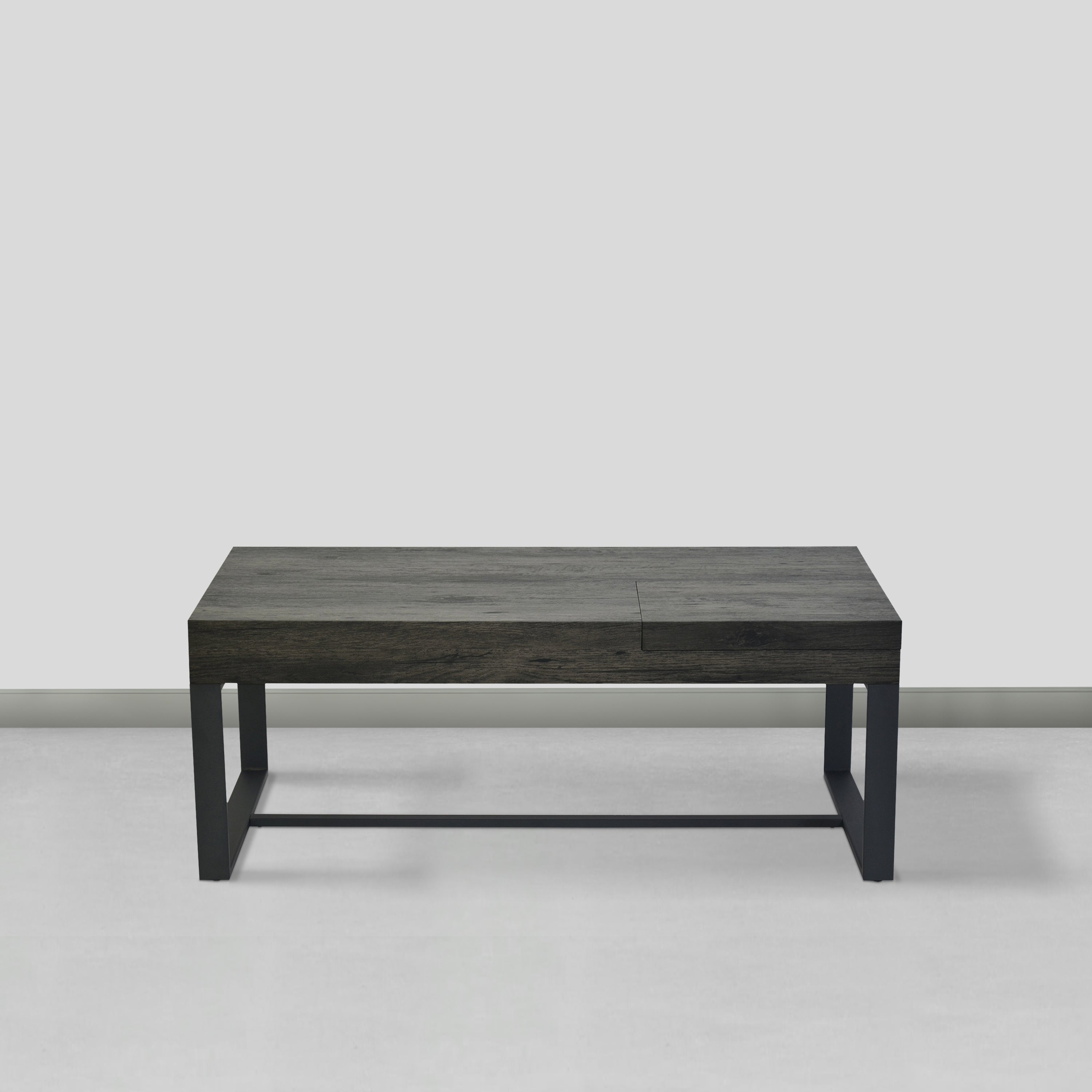Rectangular Wooden Coffee Table with Hidden Storage and Metal Sled Base for iving Room， Home， Office， Gray and Black - Mycitystee