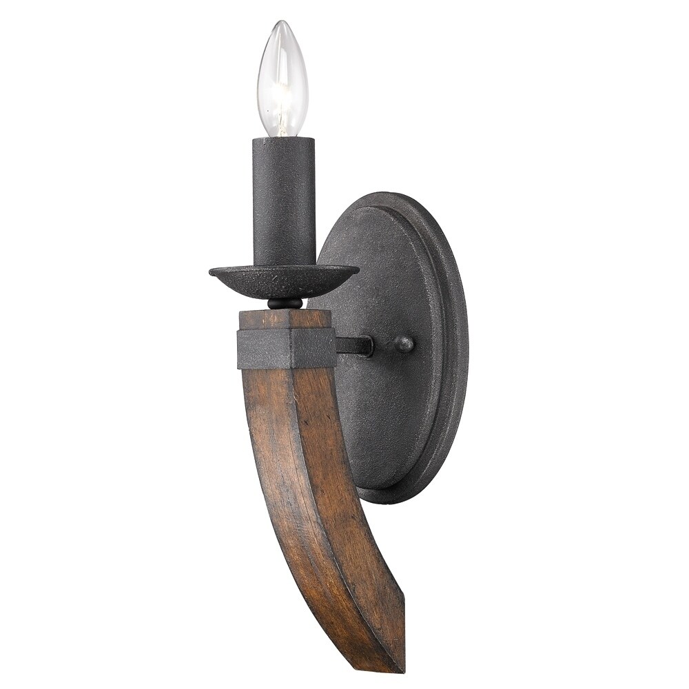 Golden Lighting Madera #1821-1W BI Black Iron Finish Steel 1-light Wall Sconce Torchiere - Mycitystee