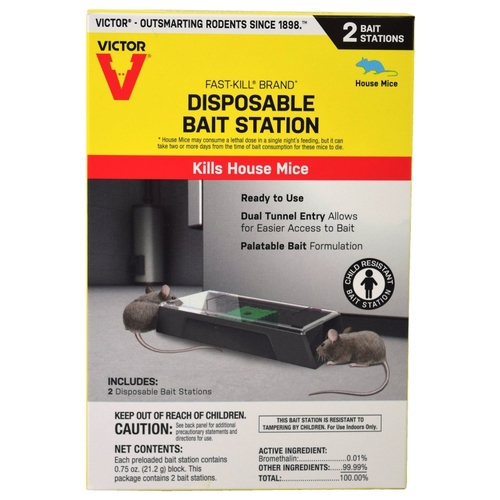 VICTOR M914 Fast-Kill Mouse Bait Station， 2 -Opening， Plastic - pack of 2 - Mycitystee